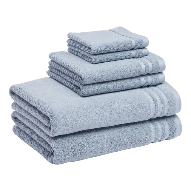 Amazon Basics set asciugamani cotone 6 pezzi blu
