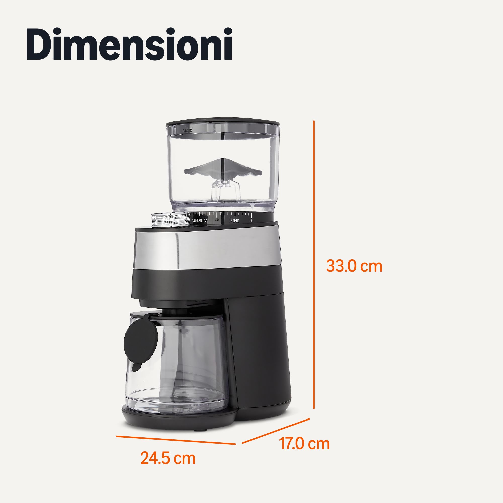 Amazon Basics Macinacaffè elettrico 30 livelli nero