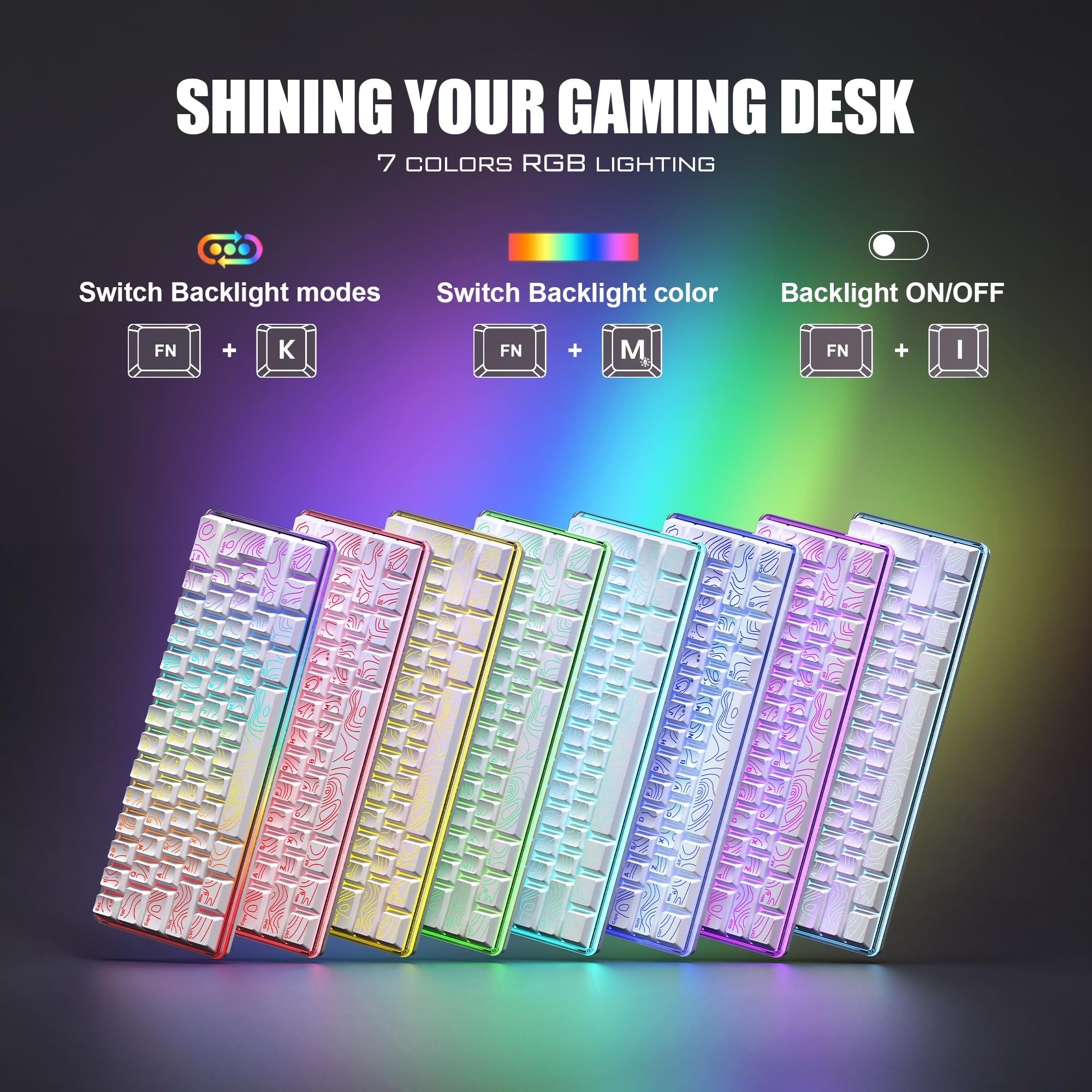 RedThunder Tastiera e Mouse Gaming 60% RGB 61 Tasti Bianco