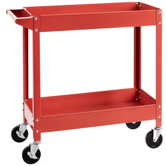 AmazonBasics Carrello Multiuso Acciaio 2 Ripiani Rosso 181 kg