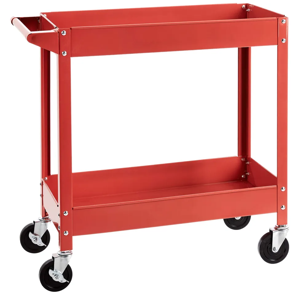 AmazonBasics Carrello Multiuso Acciaio 2 Ripiani Rosso 181 kg