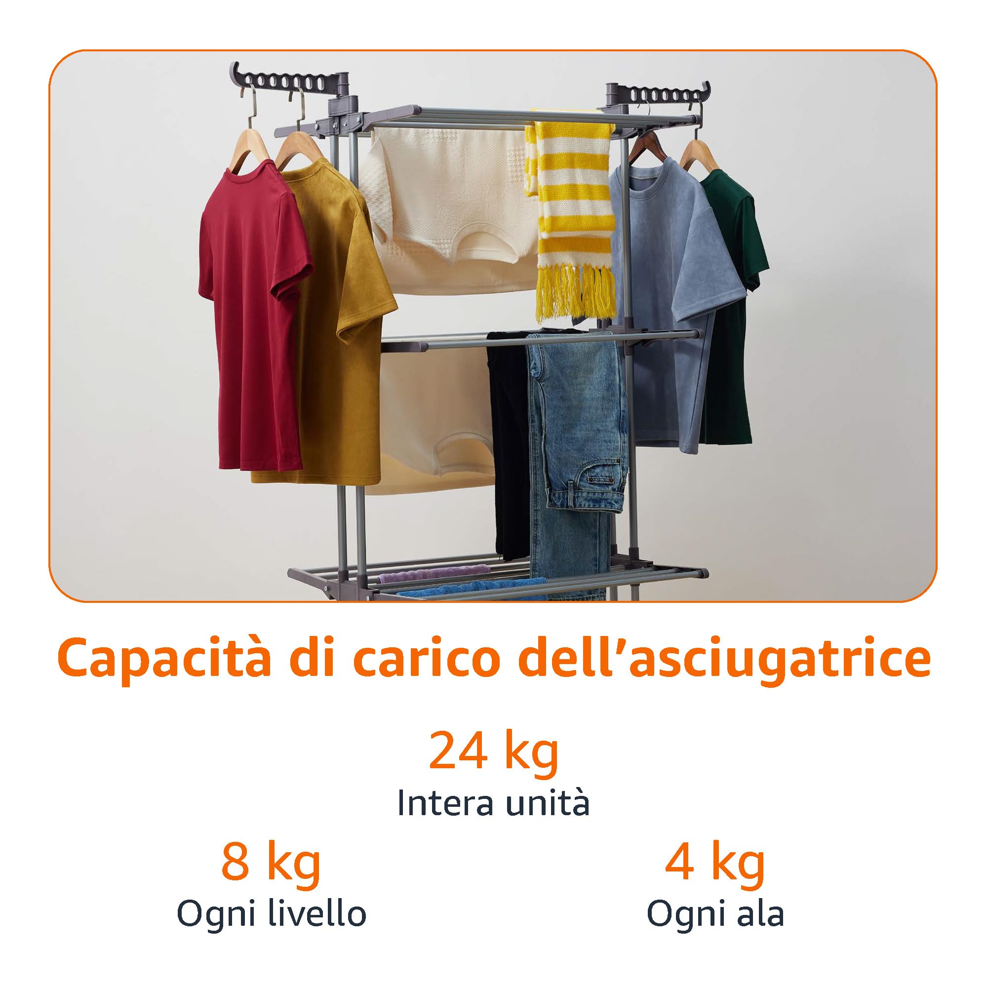 AmazonBasics Stendibiancheria a Torre 4 Livelli Bianco 173cm