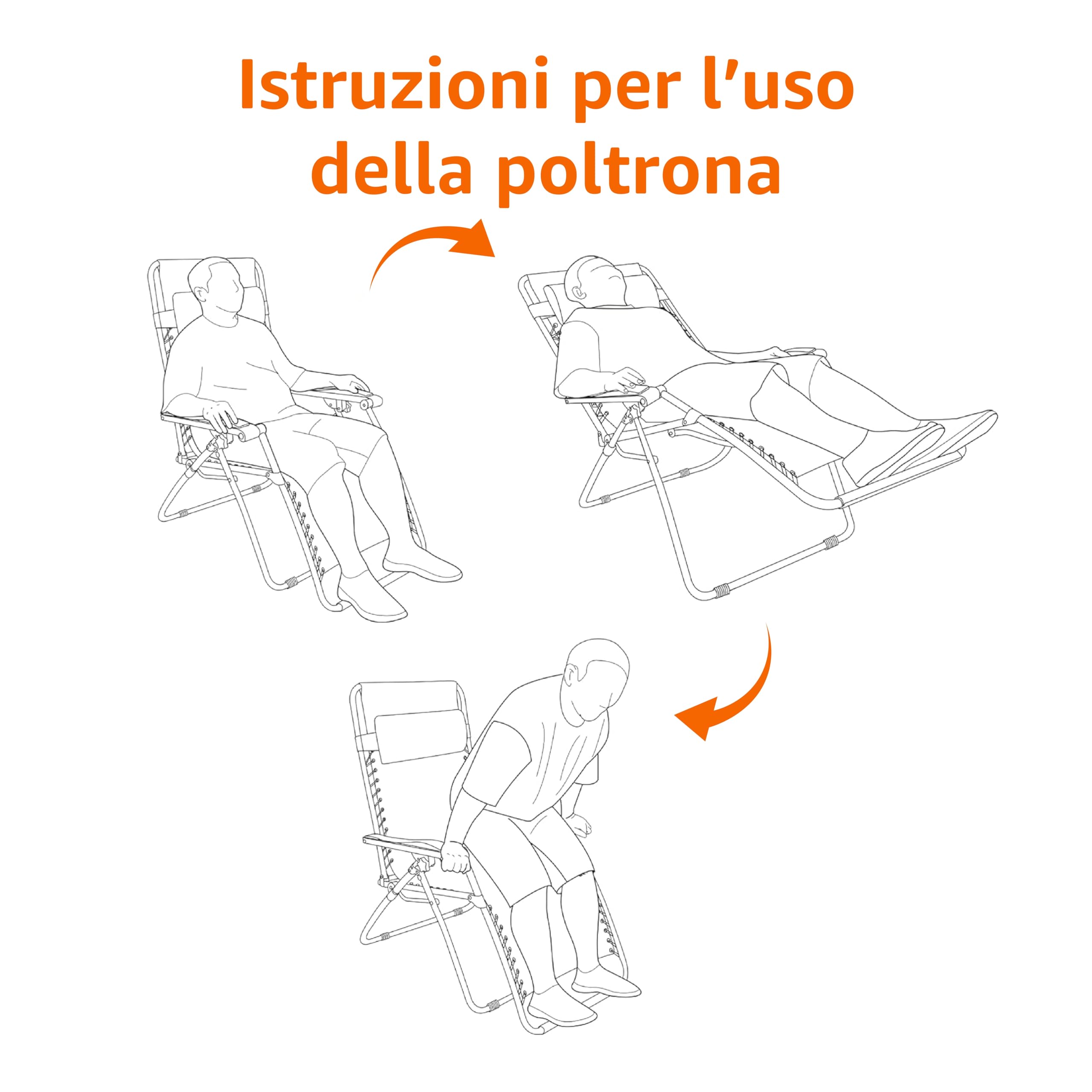 Amazon Basics Sedia Gravità Zero Blu Reclinabile da Esterno 136 kg