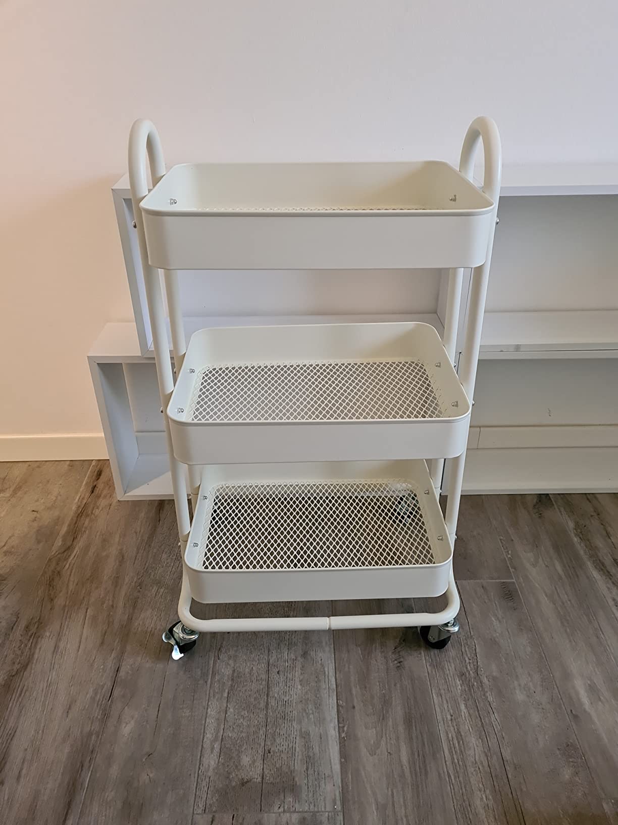 Amazon Basics Carrello 3 Ripiani con Ruote Bianco Cucina