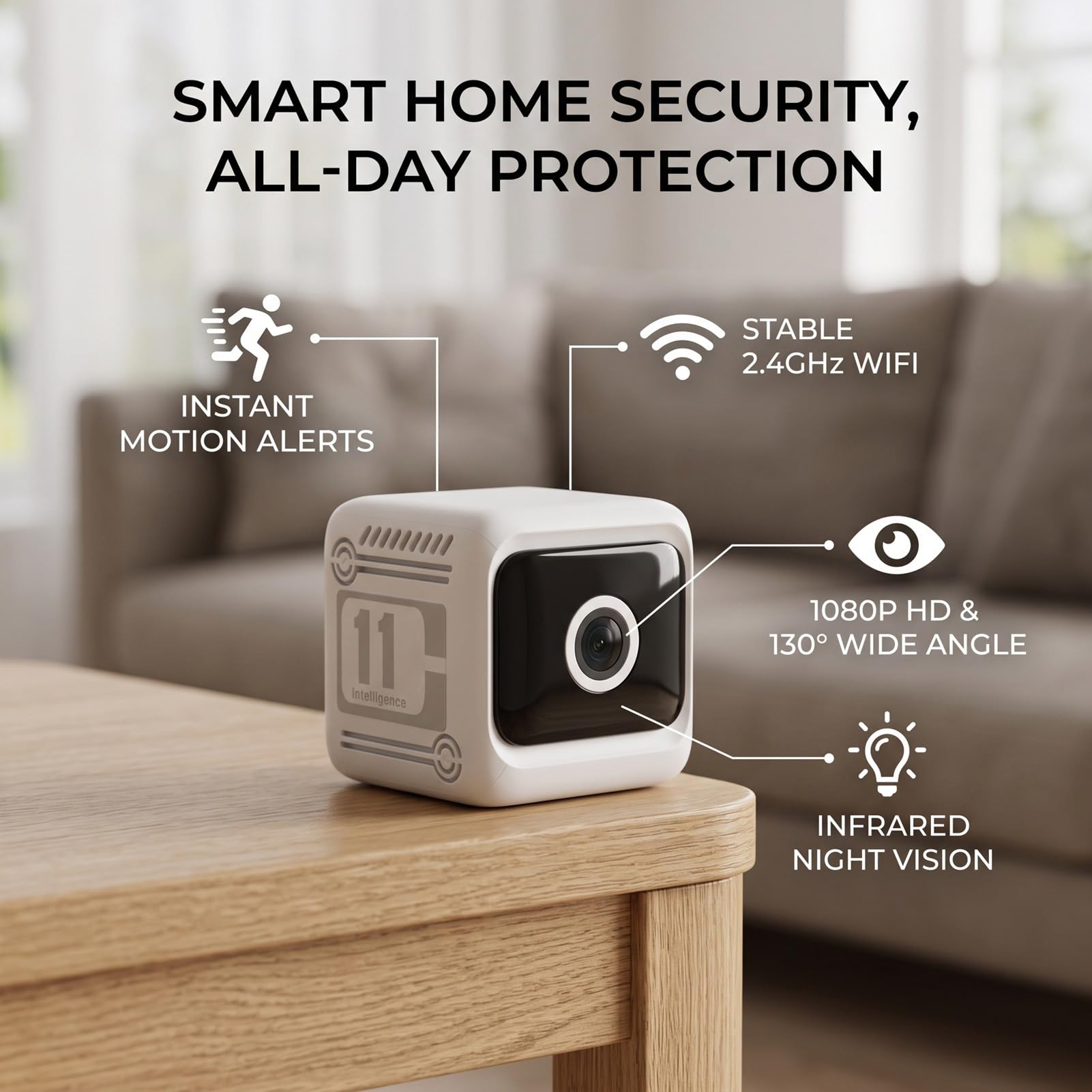 Elprico Telecamera Sicurezza Interni 1080P WiFi Bianca 130°