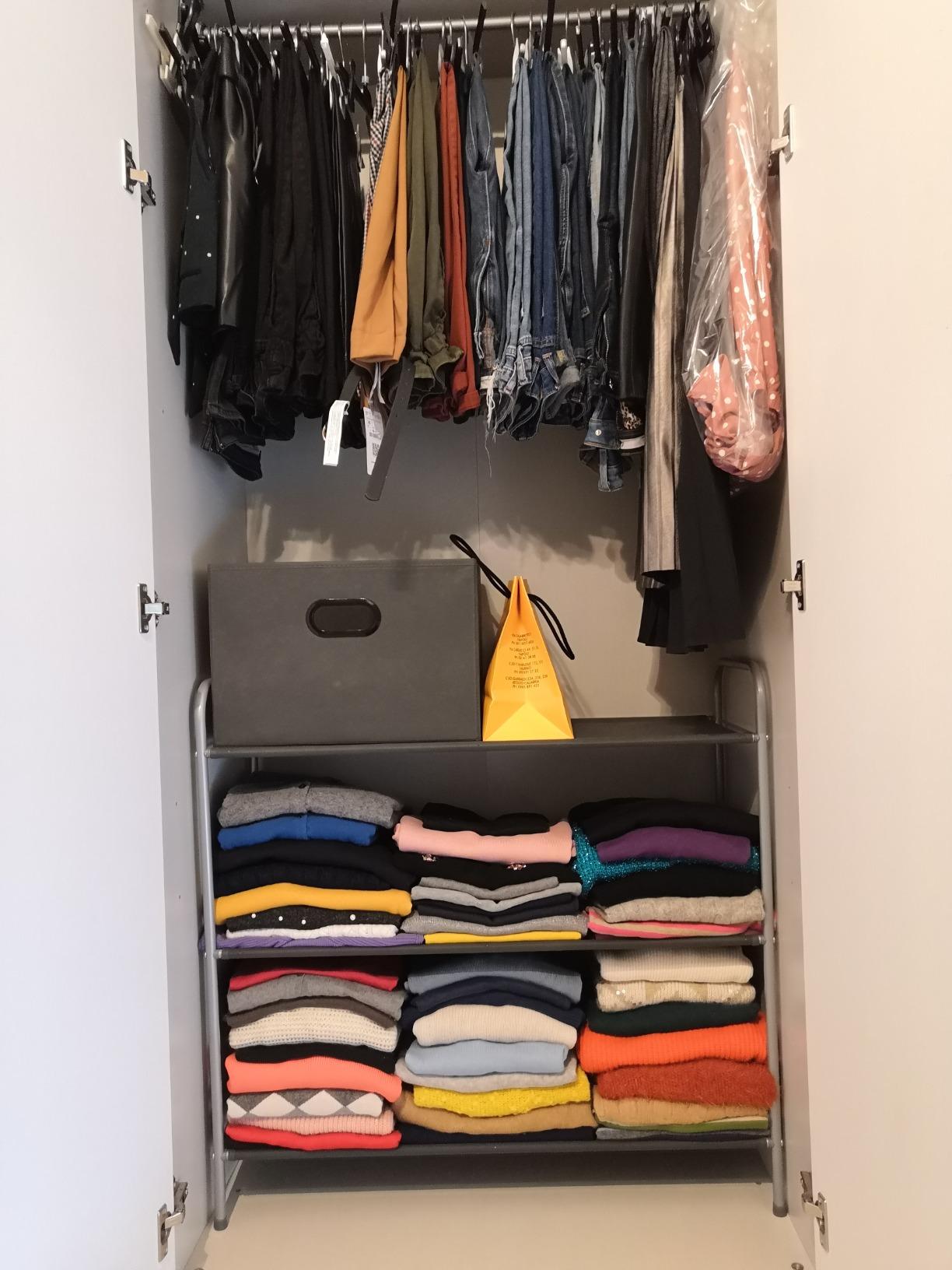 AmazonBasics Organizer Armadio Tessuto Grigio 3 Ripiani 2 Cassetti