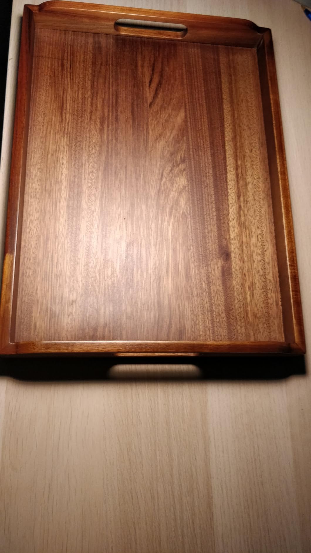 Amazon Basics Vassoio Portata Legno Acacia 43x30 cm con Manici