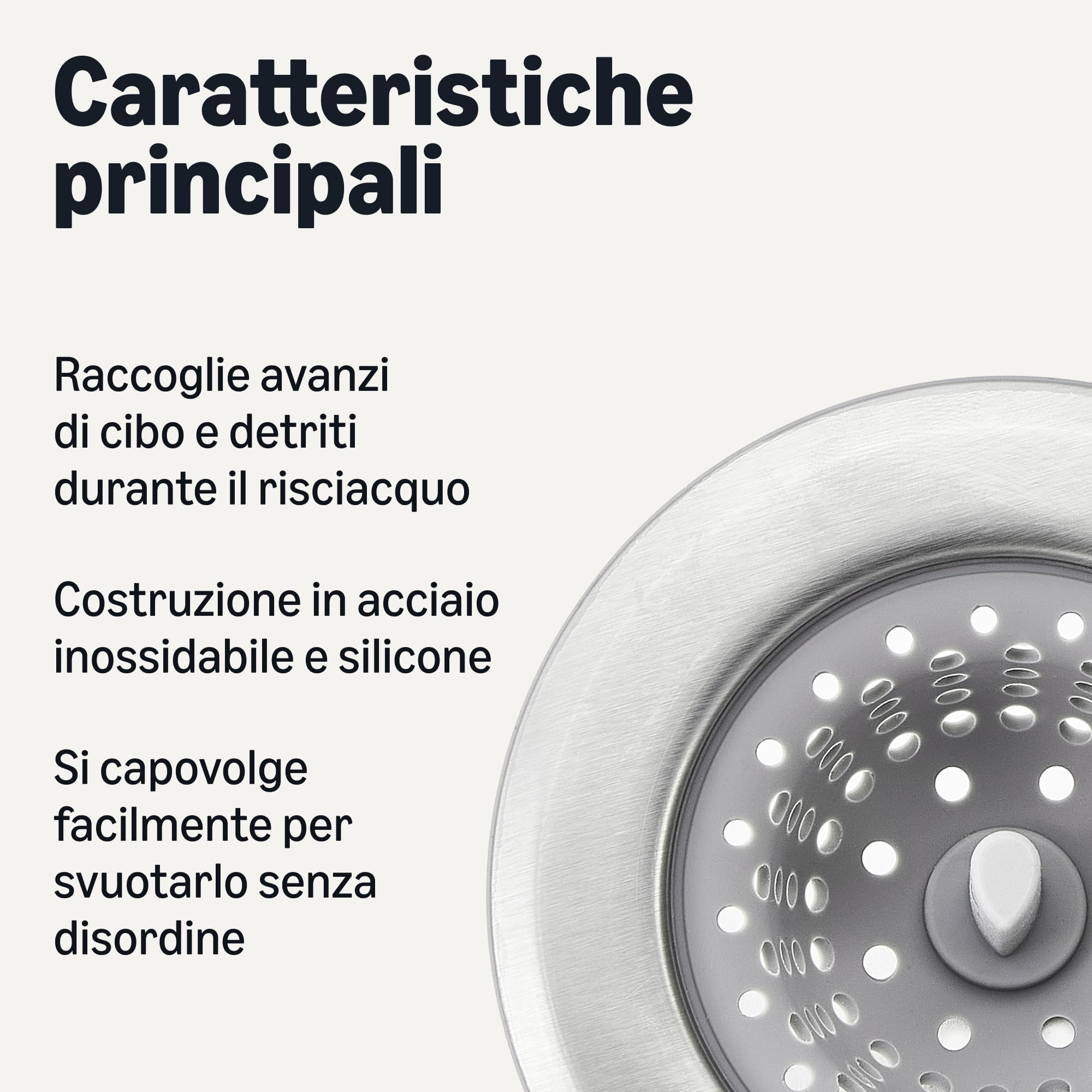 Amazon Basics Filtro Lavello Cucina Acciaio Silicone Grigio 2 Pezzi