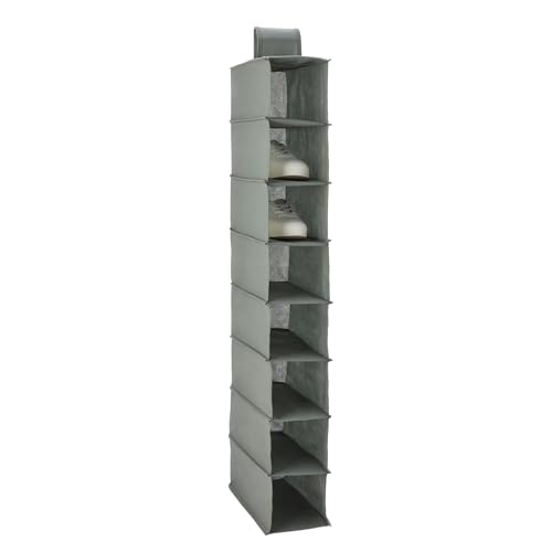 AmazonBasics Scarpiera Appesa 8 Ripiani Tessuto Grigio Scuro