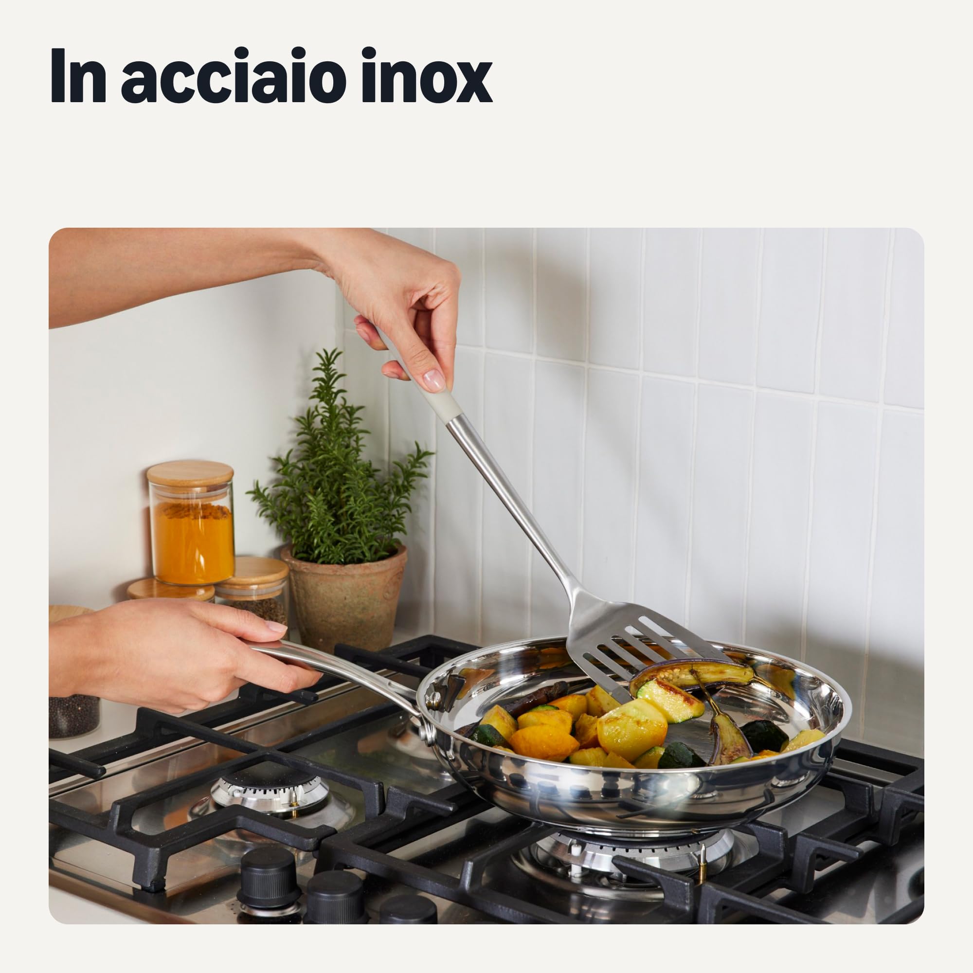 Amazon Basics Set Utensili Cucina Acciaio 4 Pezzi