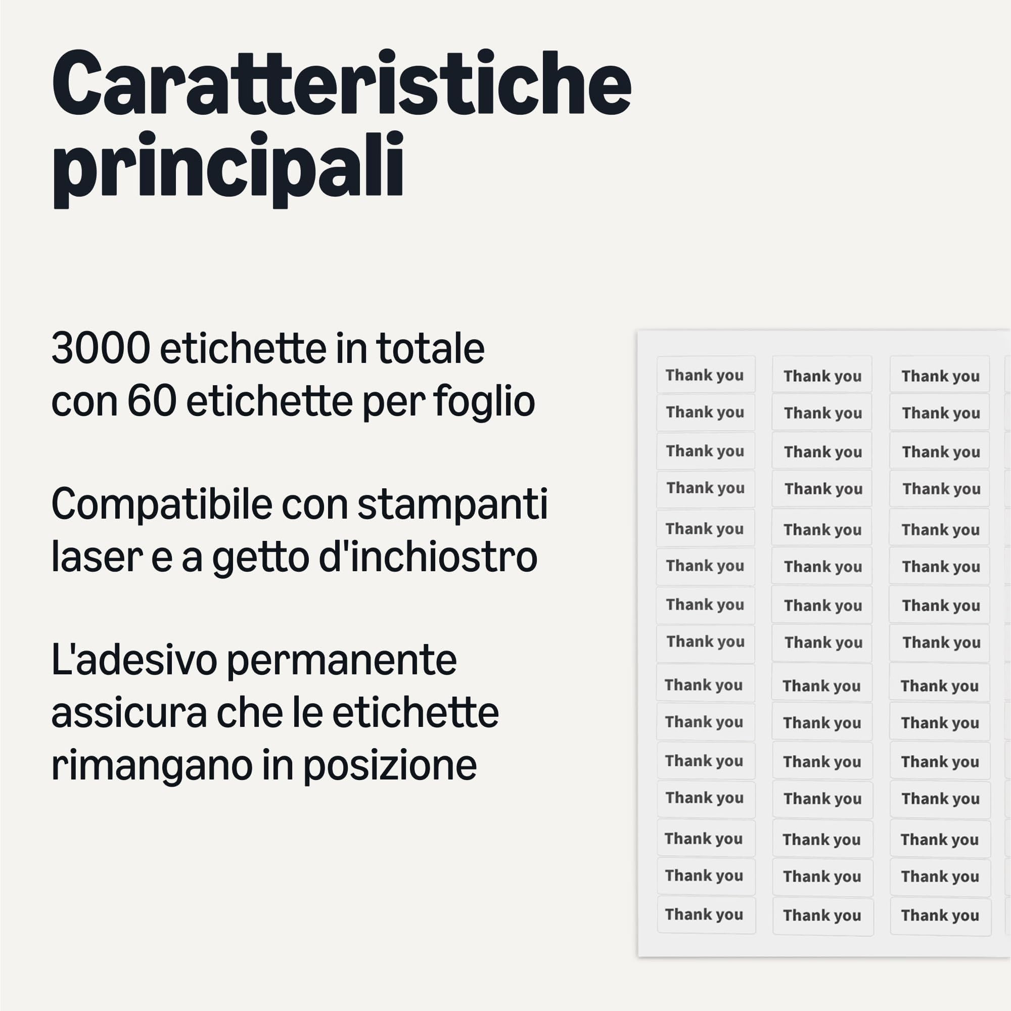 Amazon Basics Etichette Indirizzi Bianche 1,7x4,4cm 3000 Pezzi