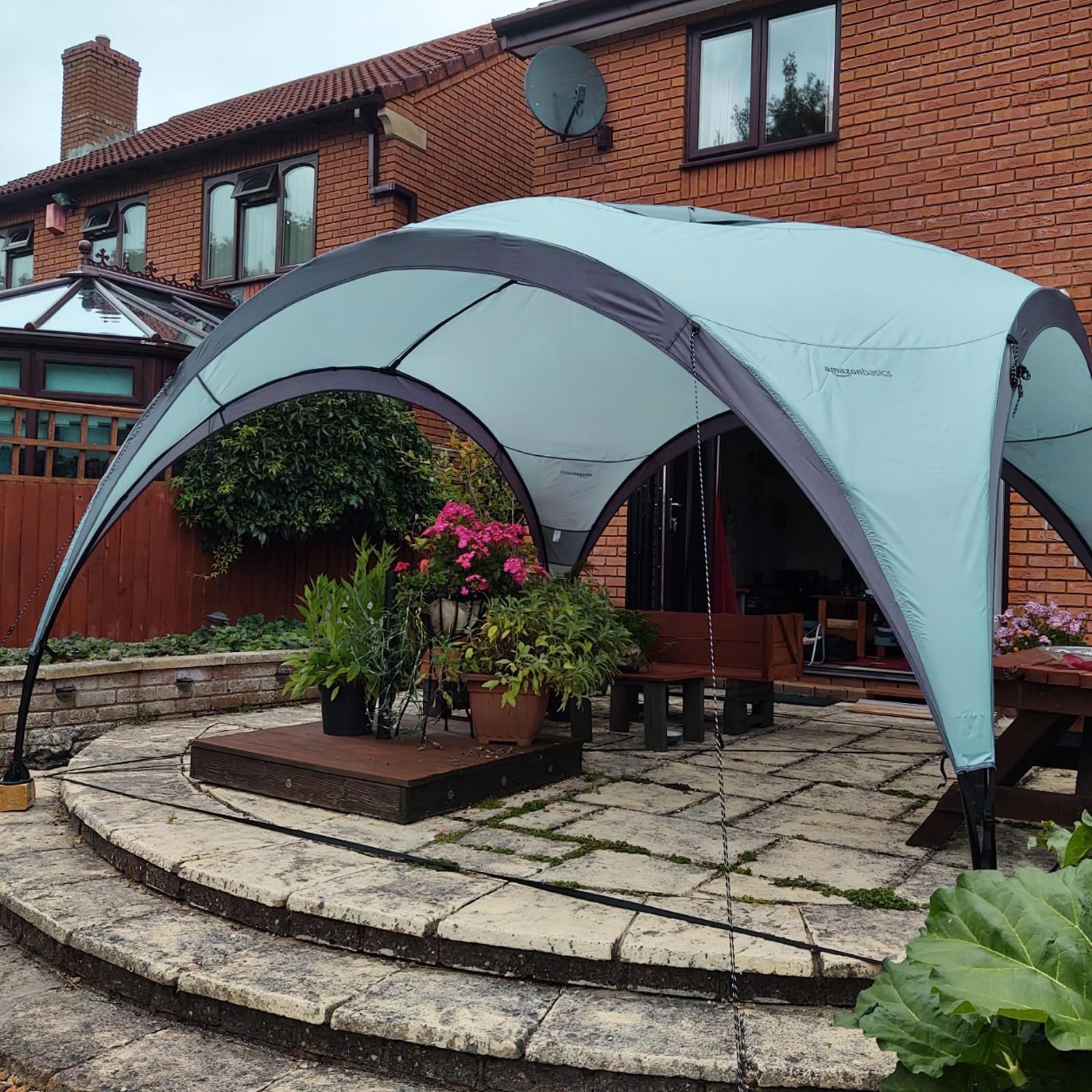 Amazon Basics Gazebo Giardino Spiaggia 3,65x3,65 m Verde