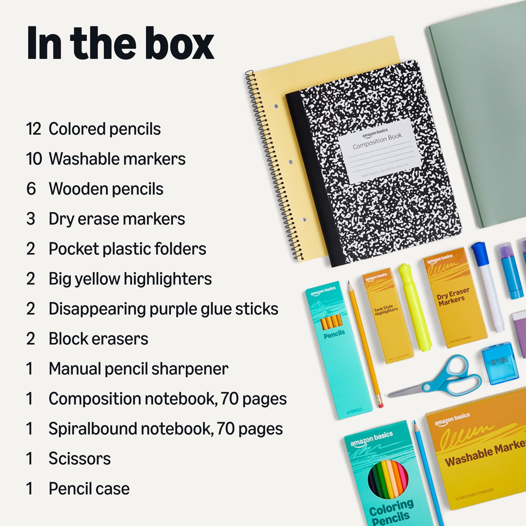 AmazonBasics Kit Scuola 44 Pezzi Multicolore Completo