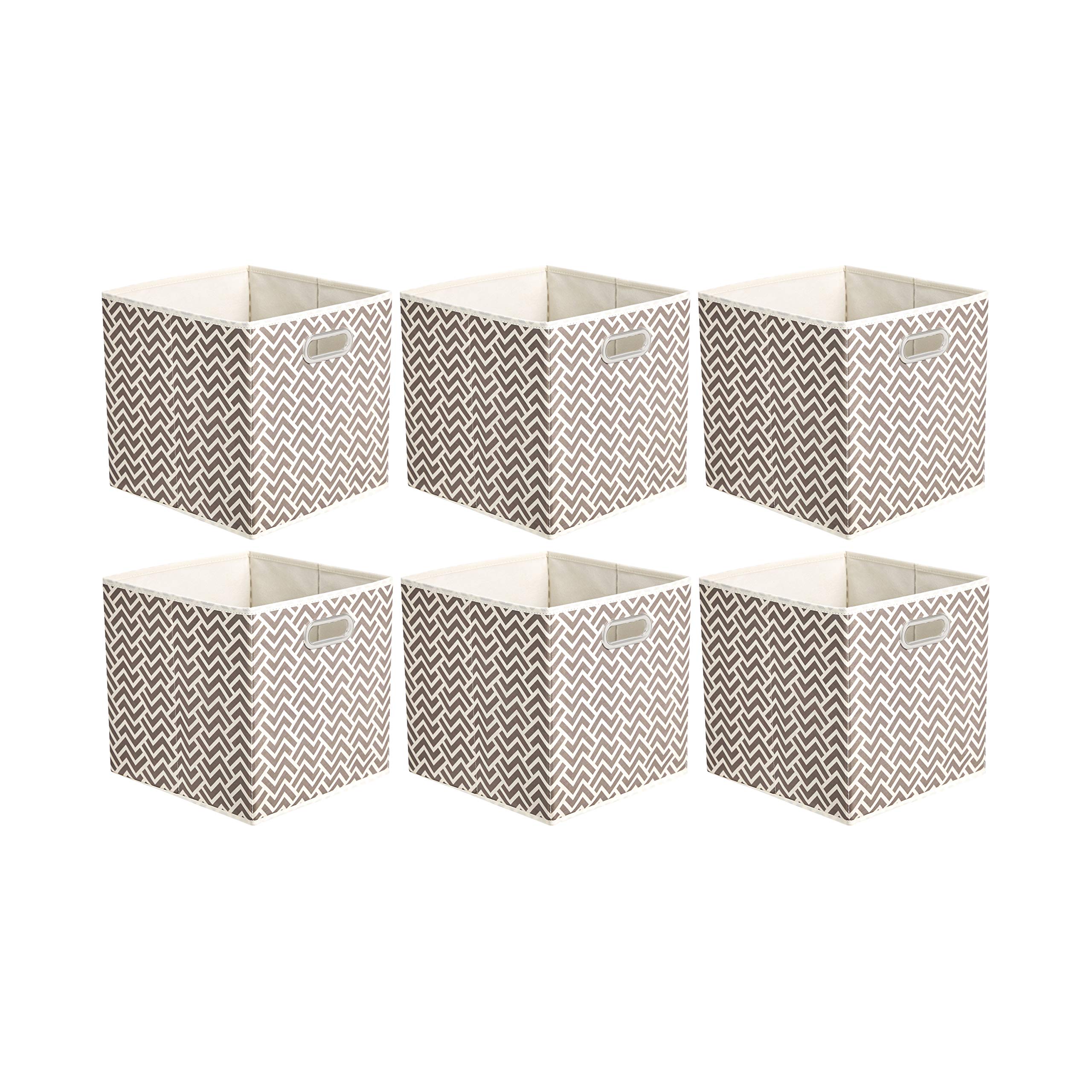 AmazonBasics Cubi Portaoggetti Tessuto Grigio Zig-Zag 6 pezzi
