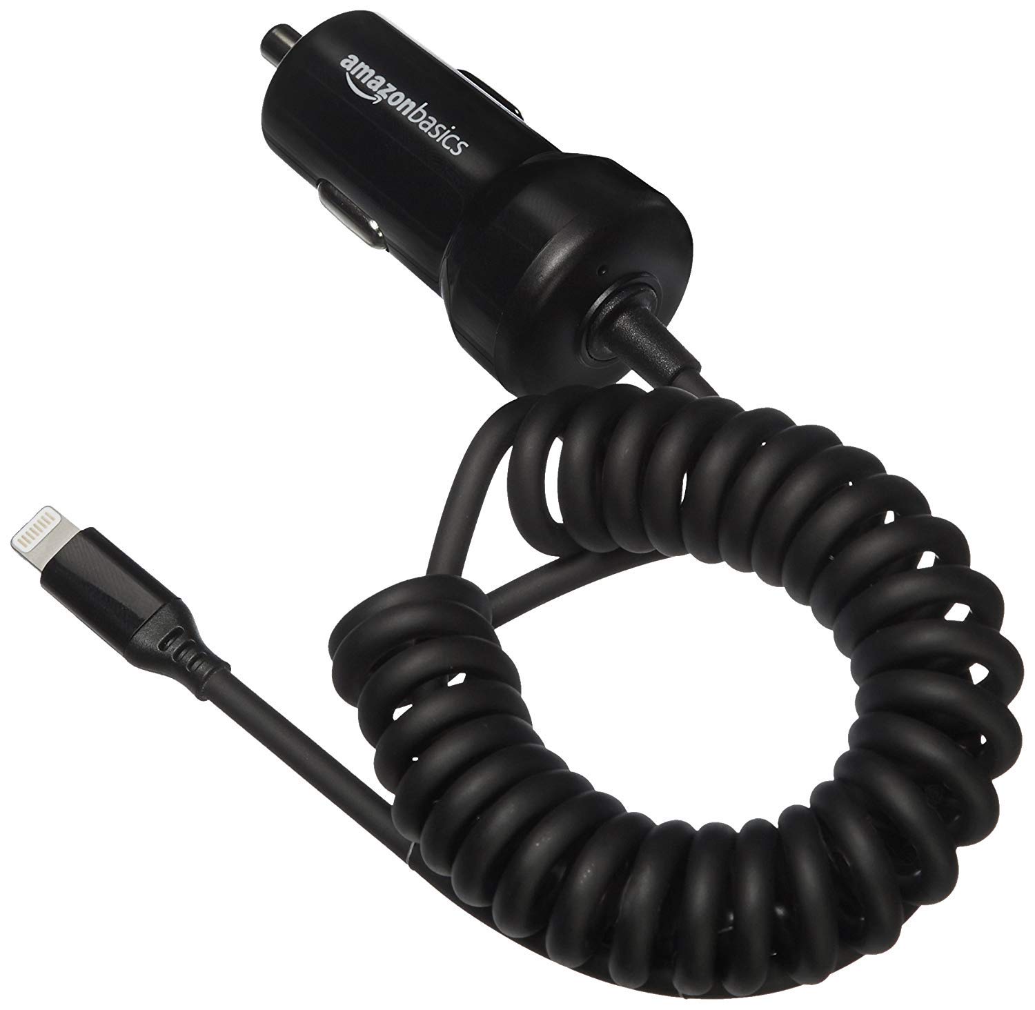 AmazonBasics Caricabatterie Auto Lightning 2,4A Nero 0,45m MFi