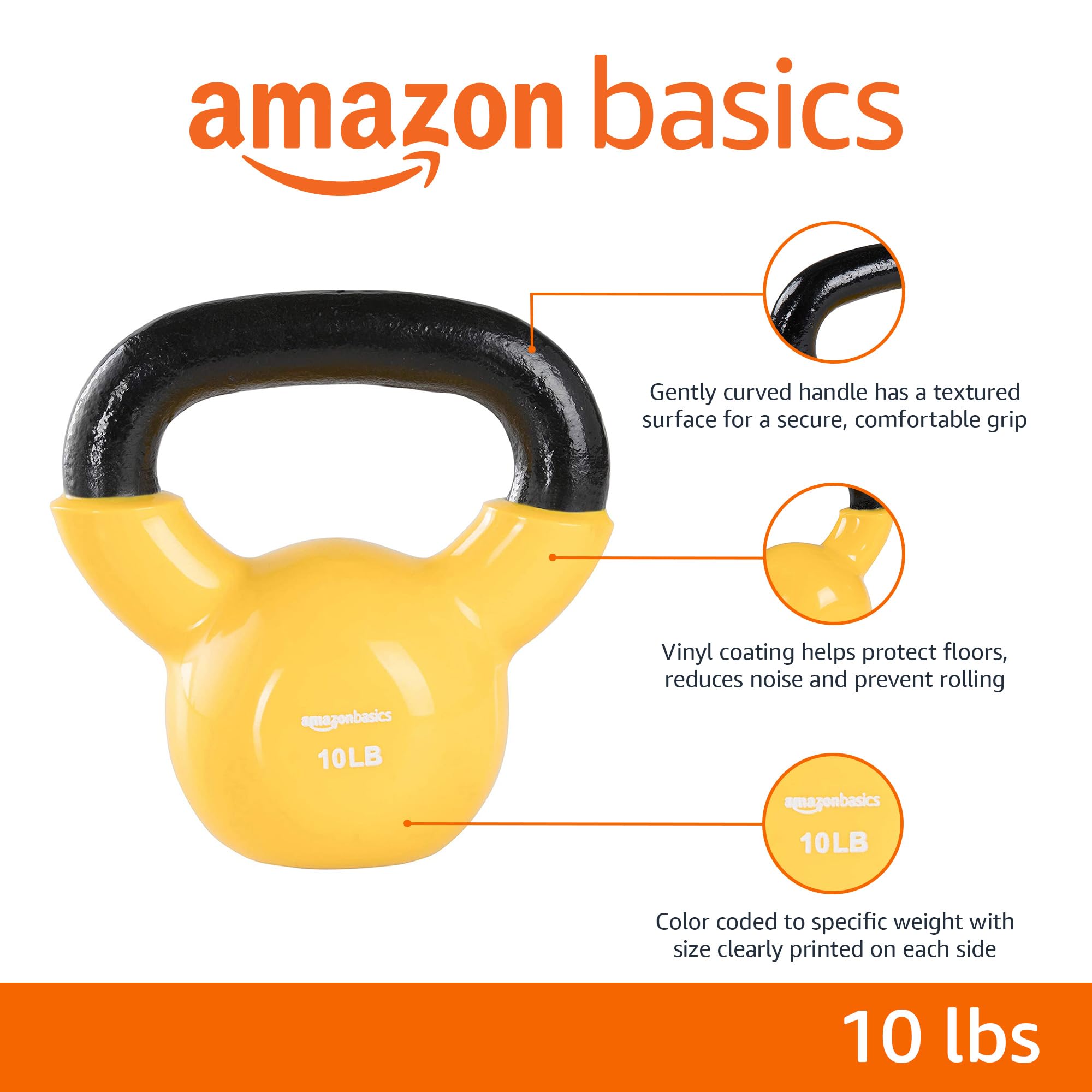 AmazonBasics Kettlebell in Vinile 10lb Nero 4,5 kg