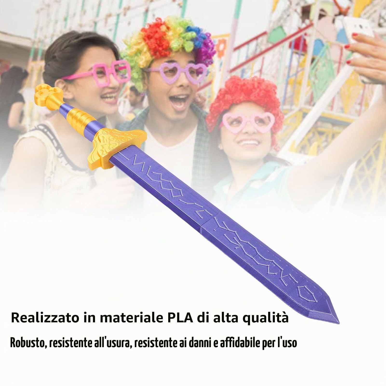 Elprico Spada Cosplay PLA Giallo Blu 66 cm 6 Pezzi