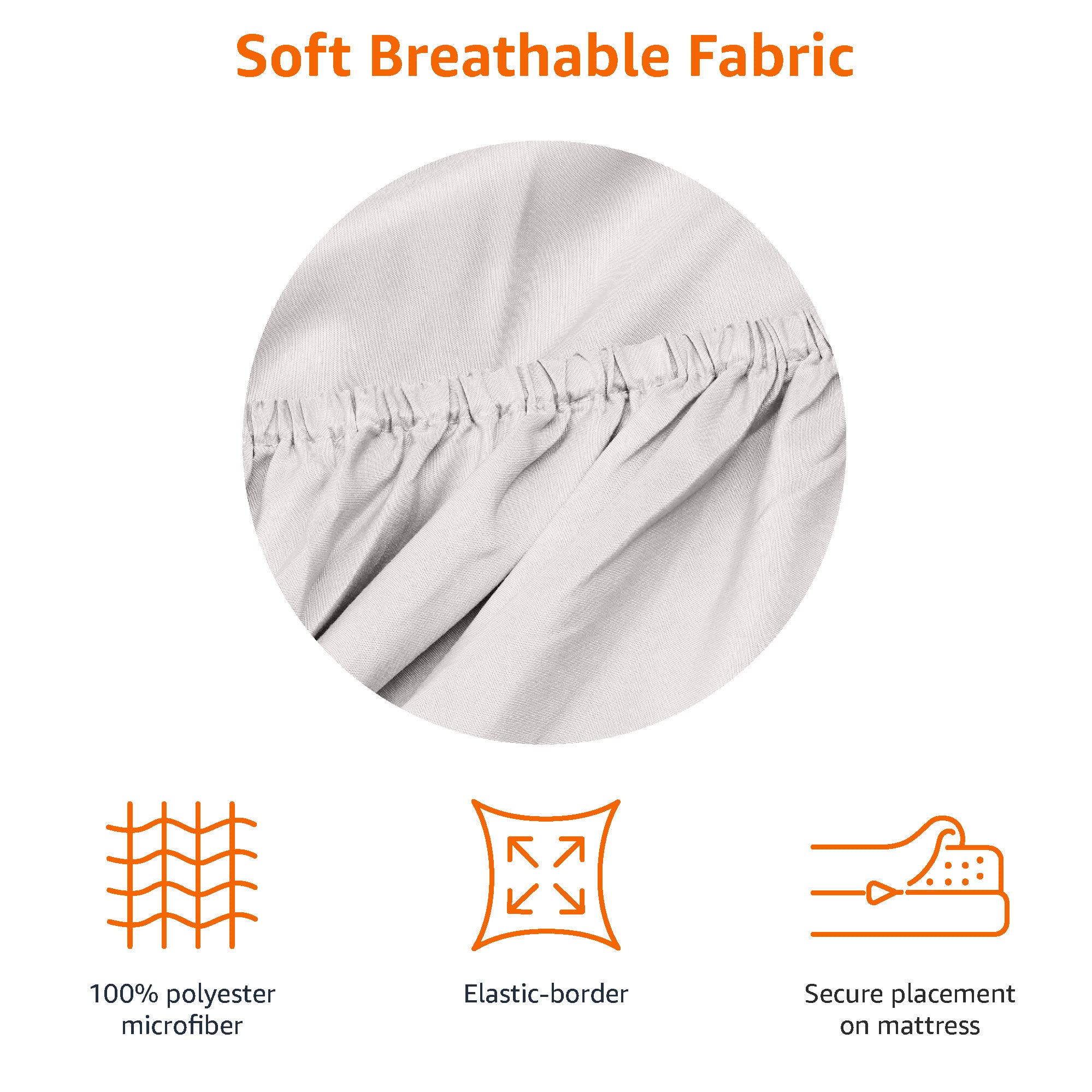 AmazonBasics Lenzuolo con Angoli 90x190 Grigio Chiaro Microfibra