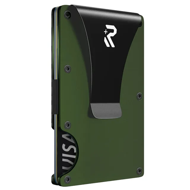 RealPlus Portacarte Uomo RFID Alluminio Verde 15 Carte