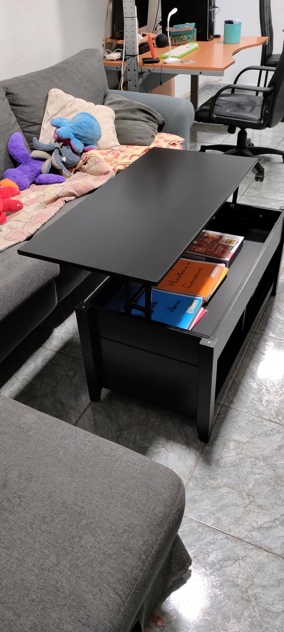 Amazon Basics tavolino caffè piano rialzabile nero 102 cm