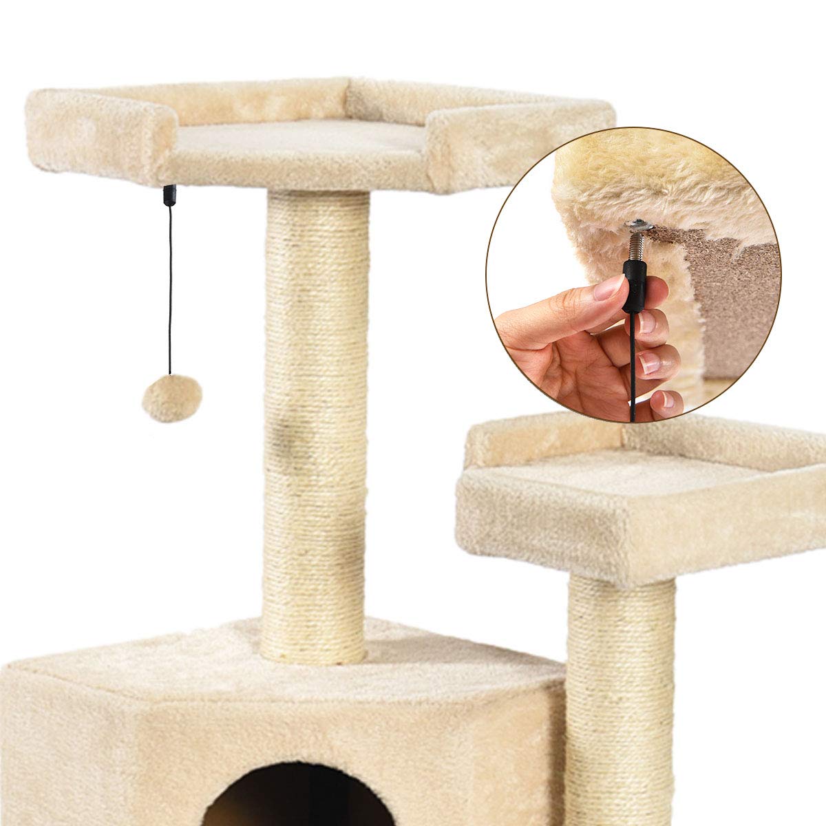 AmazonBasics Albero Tiragraffi Gatti Beige con Tunnel