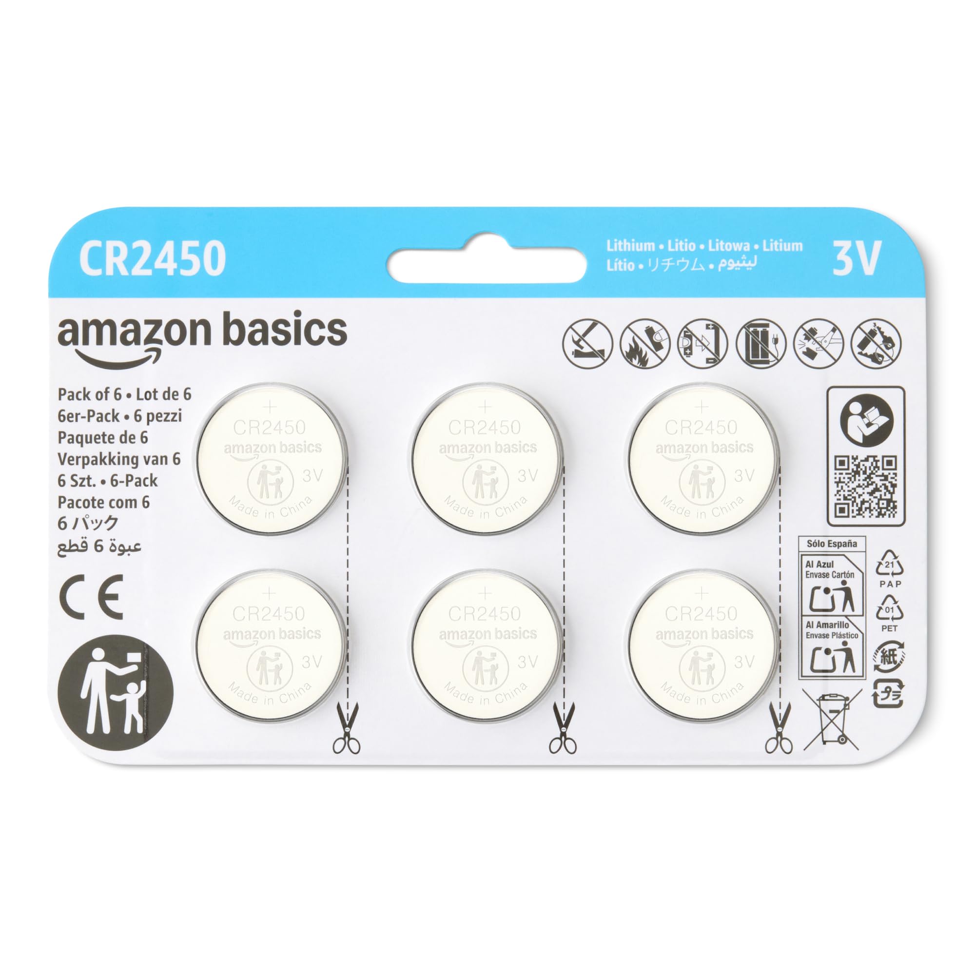 AmazonBasics CR2032 batterie a bottone litio confezione 6 pezzi 3V