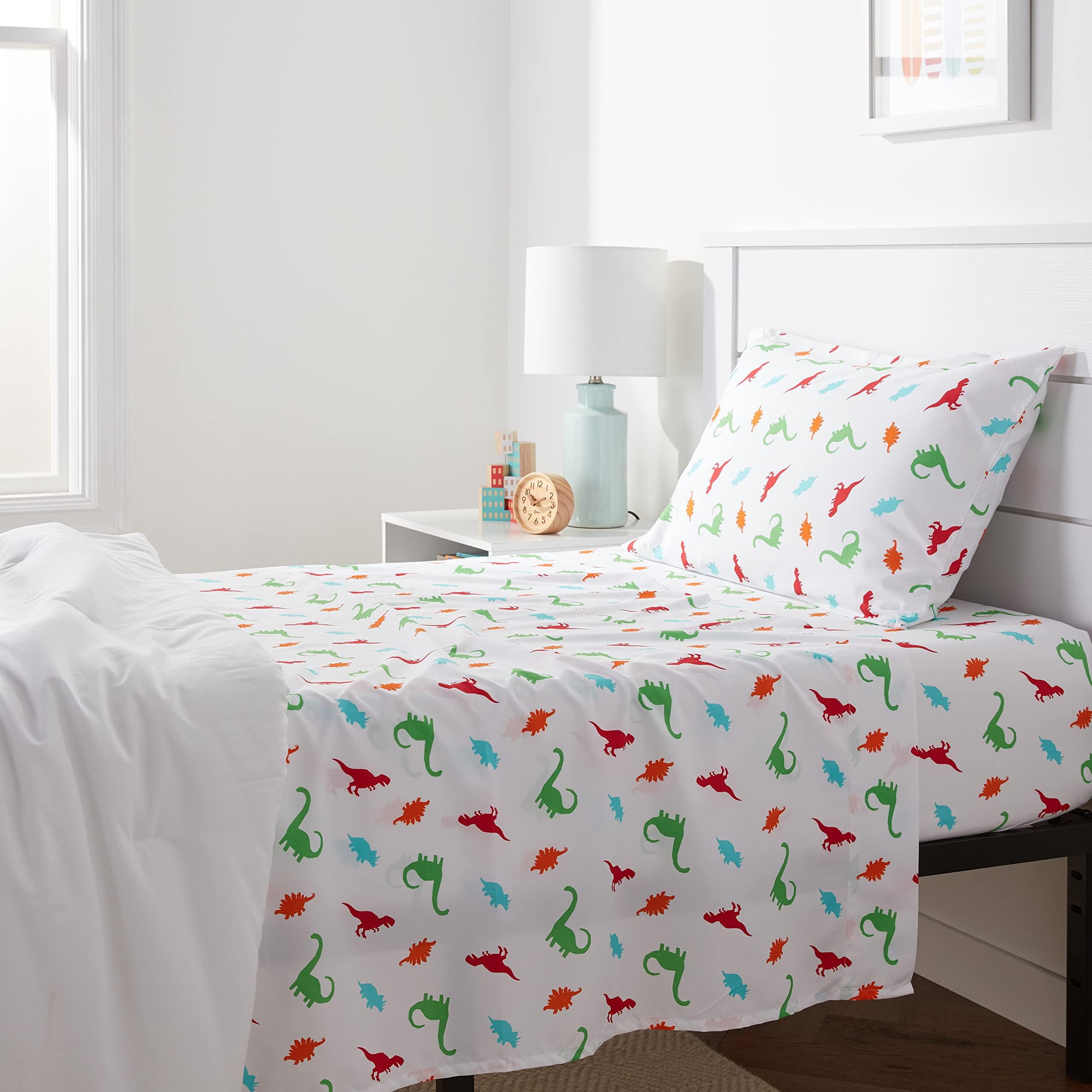AmazonBasics Set lenzuola bambini dinosauri 3 pezzi