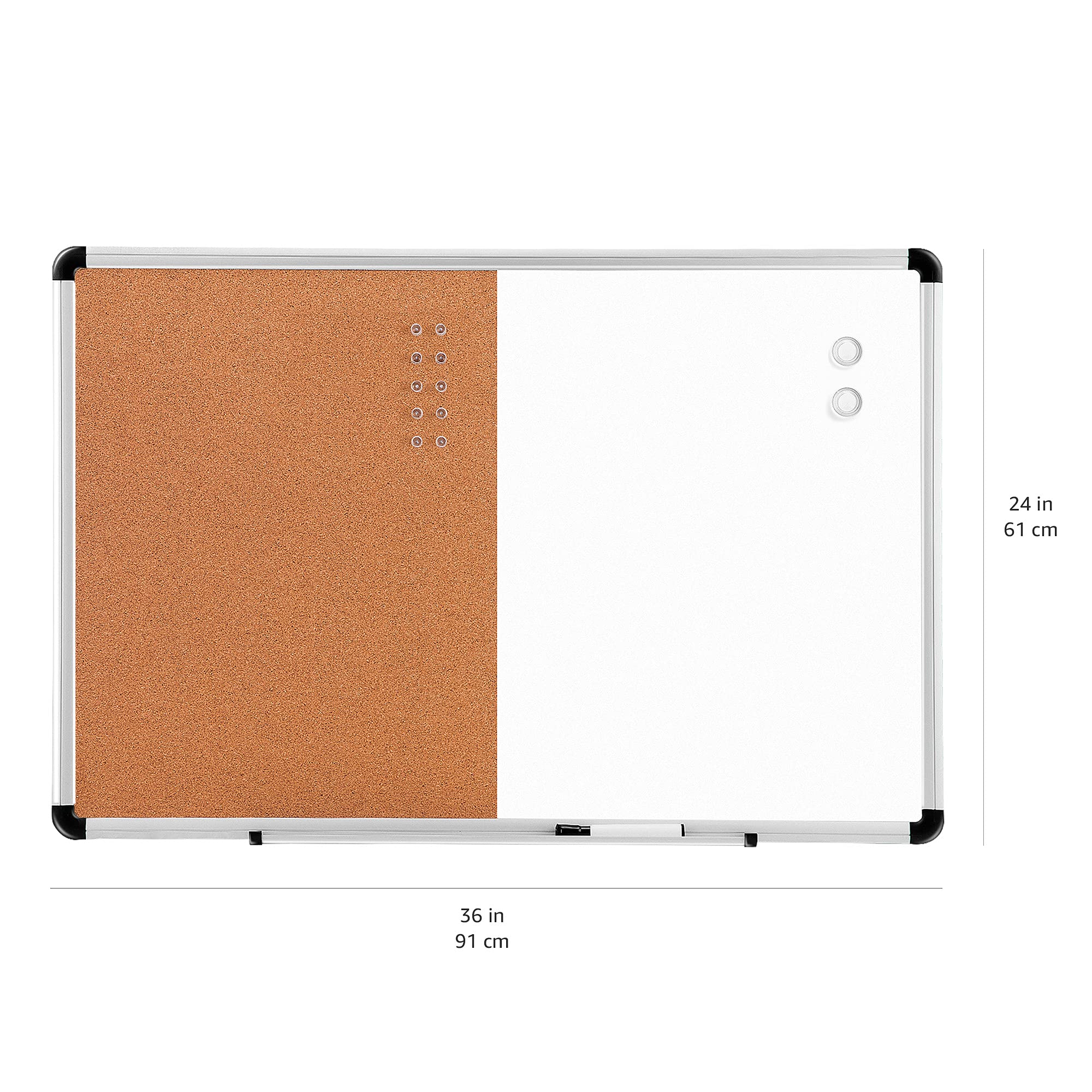 AmazonBasics Lavagna combinata magnetica sughero 91x61 cm