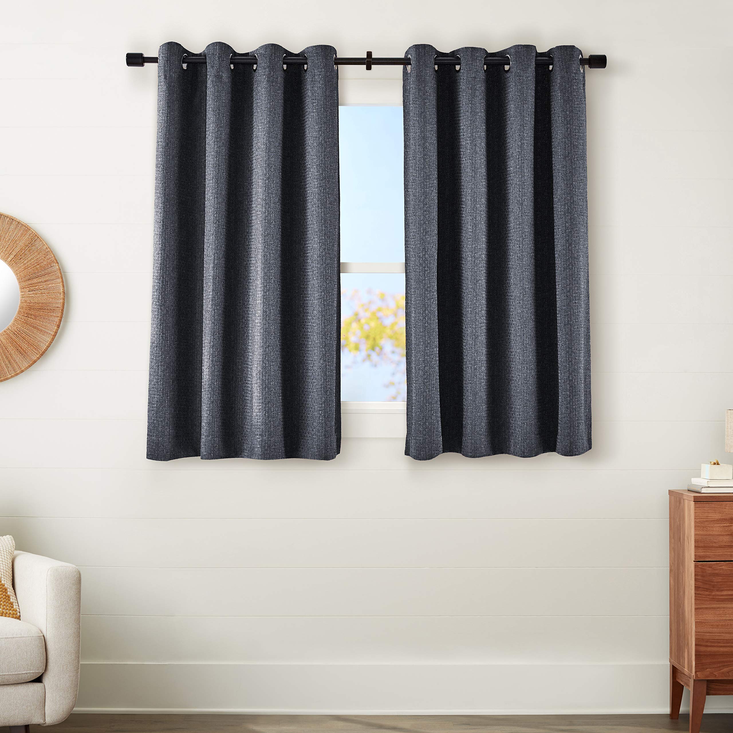AmazonBasics Basket Weave 100% Blackout tende oscuranti 2 pz blu con occhielli