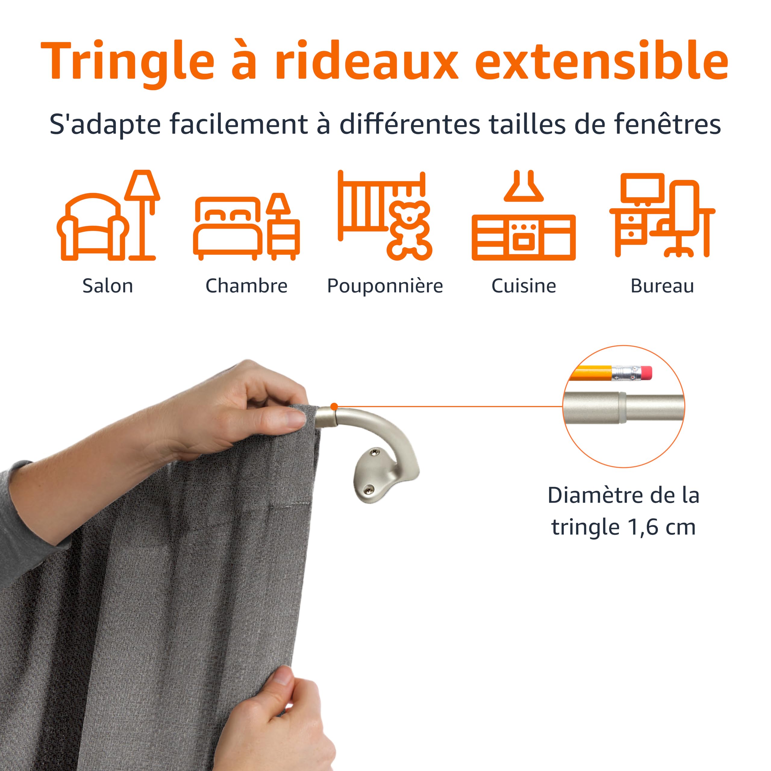 Amazon Basics Bastone Tenda Curvo 122-224 cm Nichel
