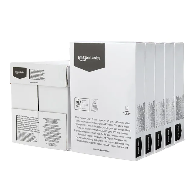 Amazon Basics carta A4 75 g/mq bianca 2500 fogli 5 risme