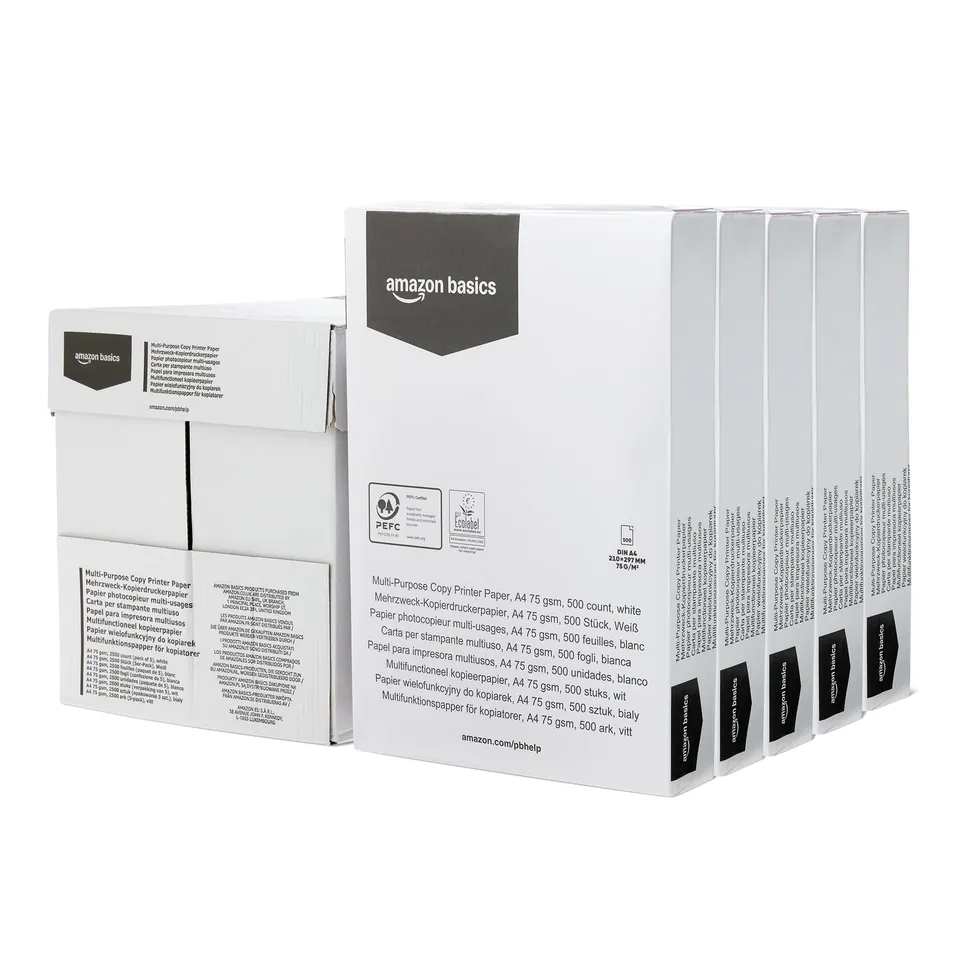 Amazon Basics carta A4 75 g/mq bianca 2500 fogli 5 risme