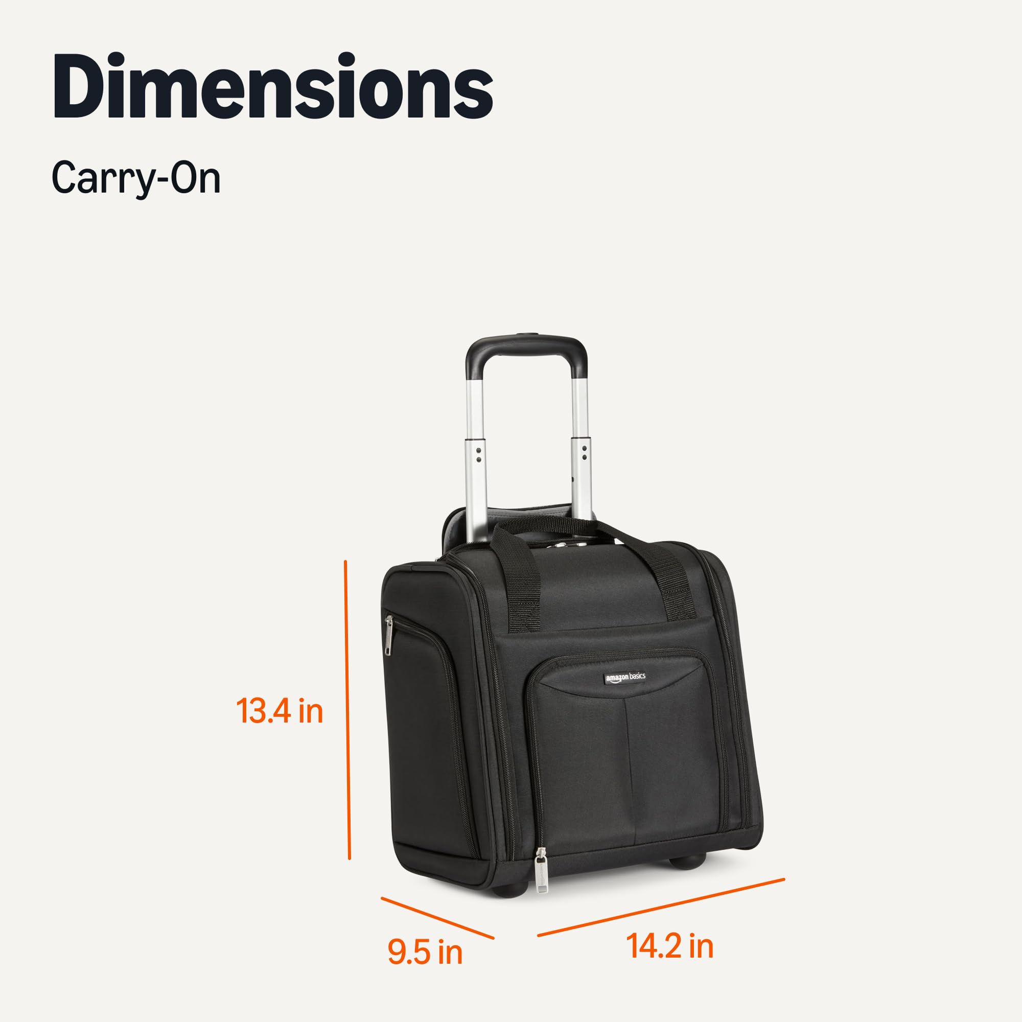 Amazon Basics Trolley Sottosedile 34x24x36 cm Nero Poliestere