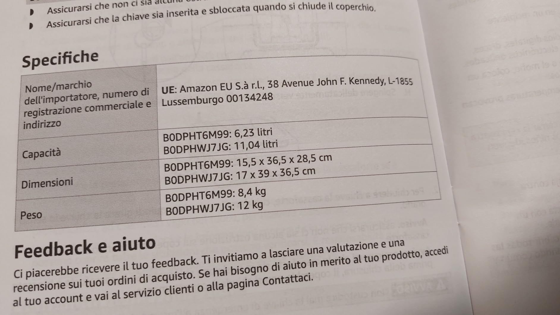 Amazon Basics Cassaforte Ignifuga 6,2L Nera a Chiave