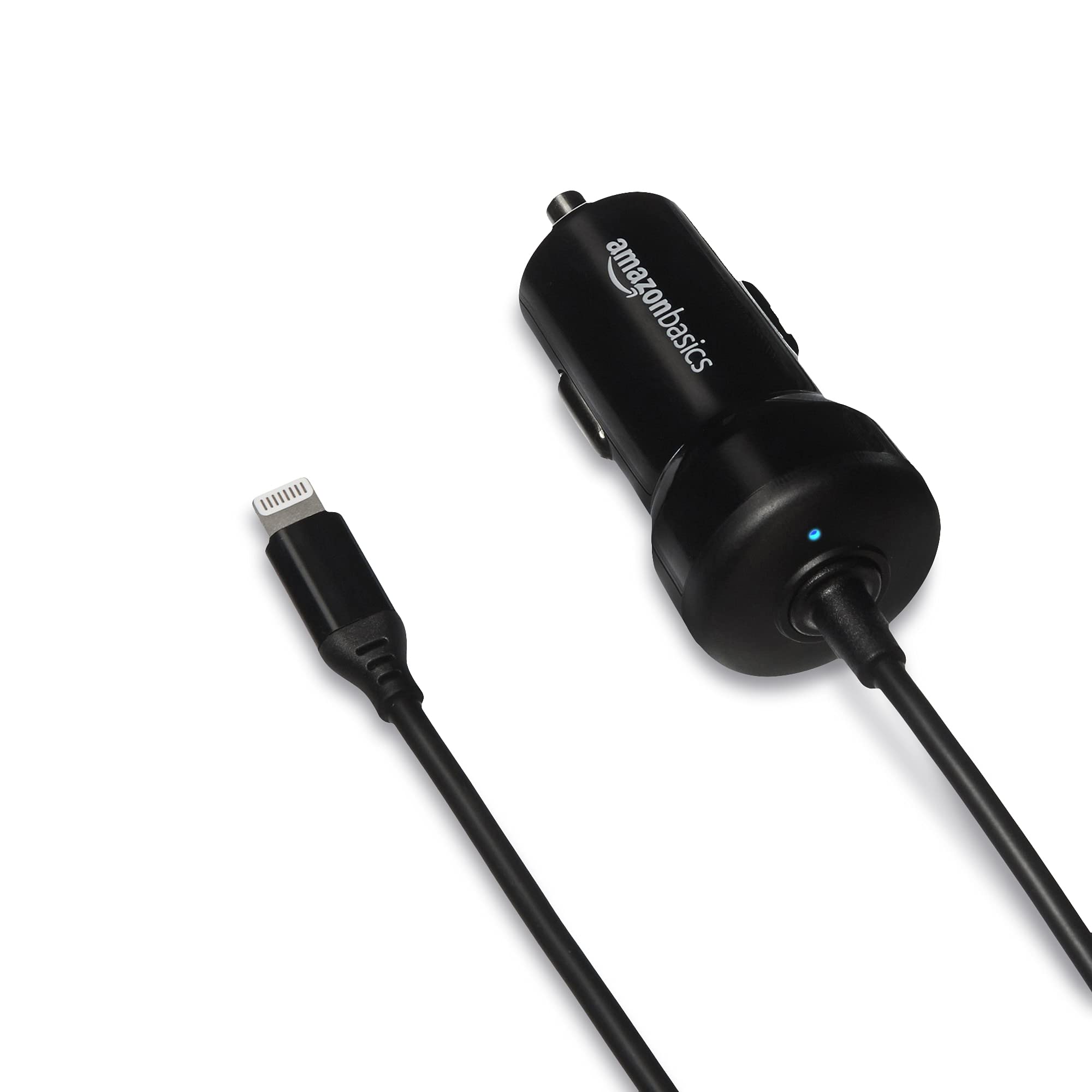 AmazonBasics Caricabatterie Auto Lightning 2,4A Nero 0,45m MFi