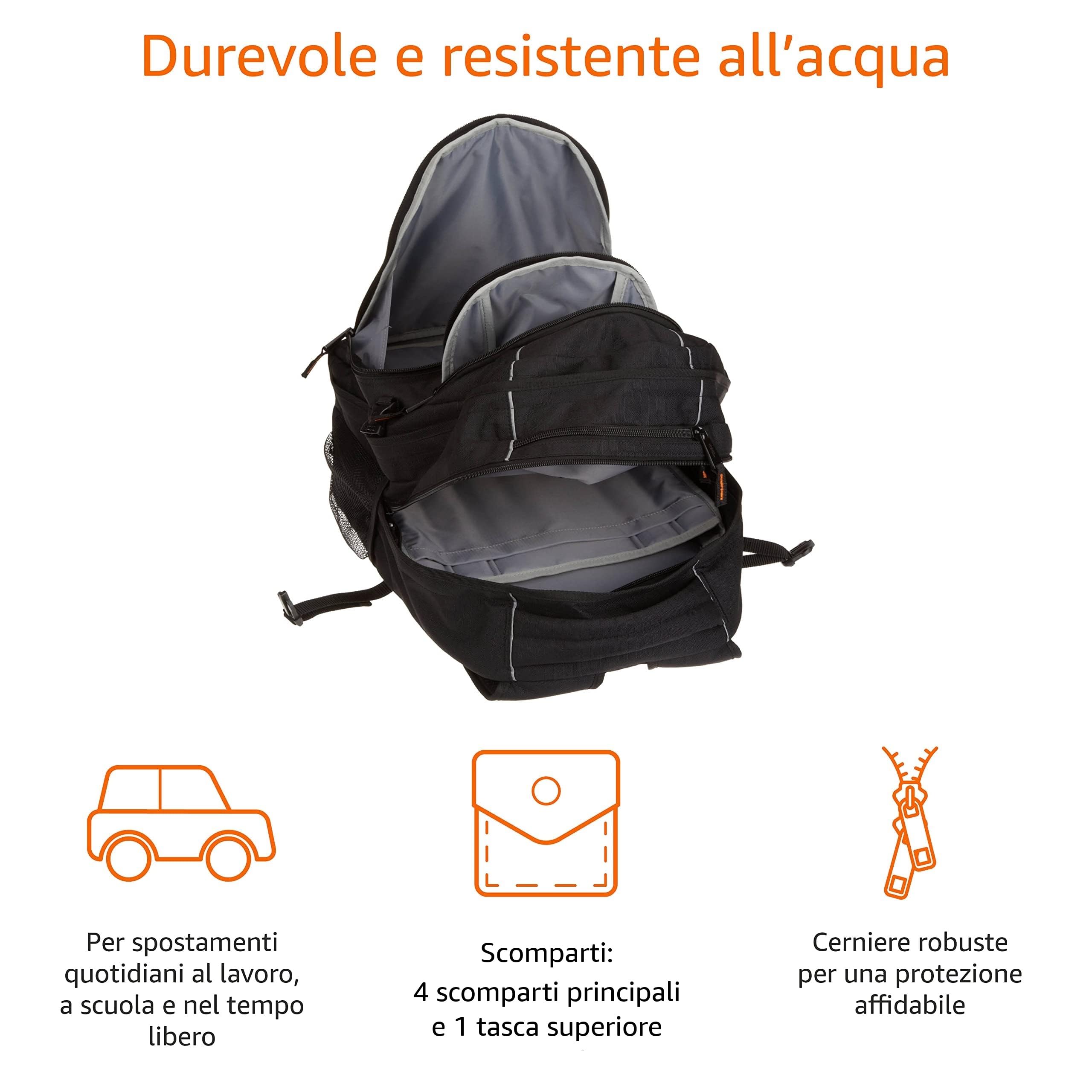 AmazonBasics Zaino per Laptop 17 Pollici Nero Imbottito