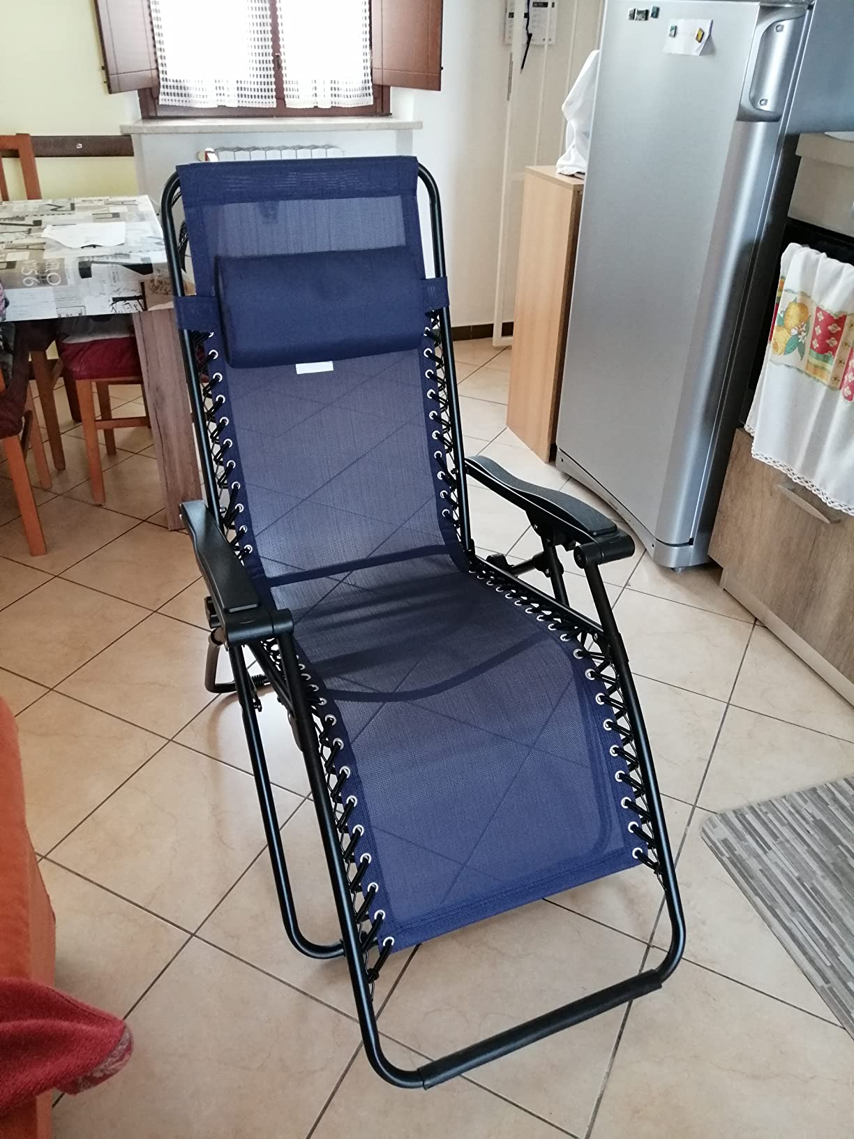 Amazon Basics Sedia Gravità Zero Blu Reclinabile da Esterno 136 kg