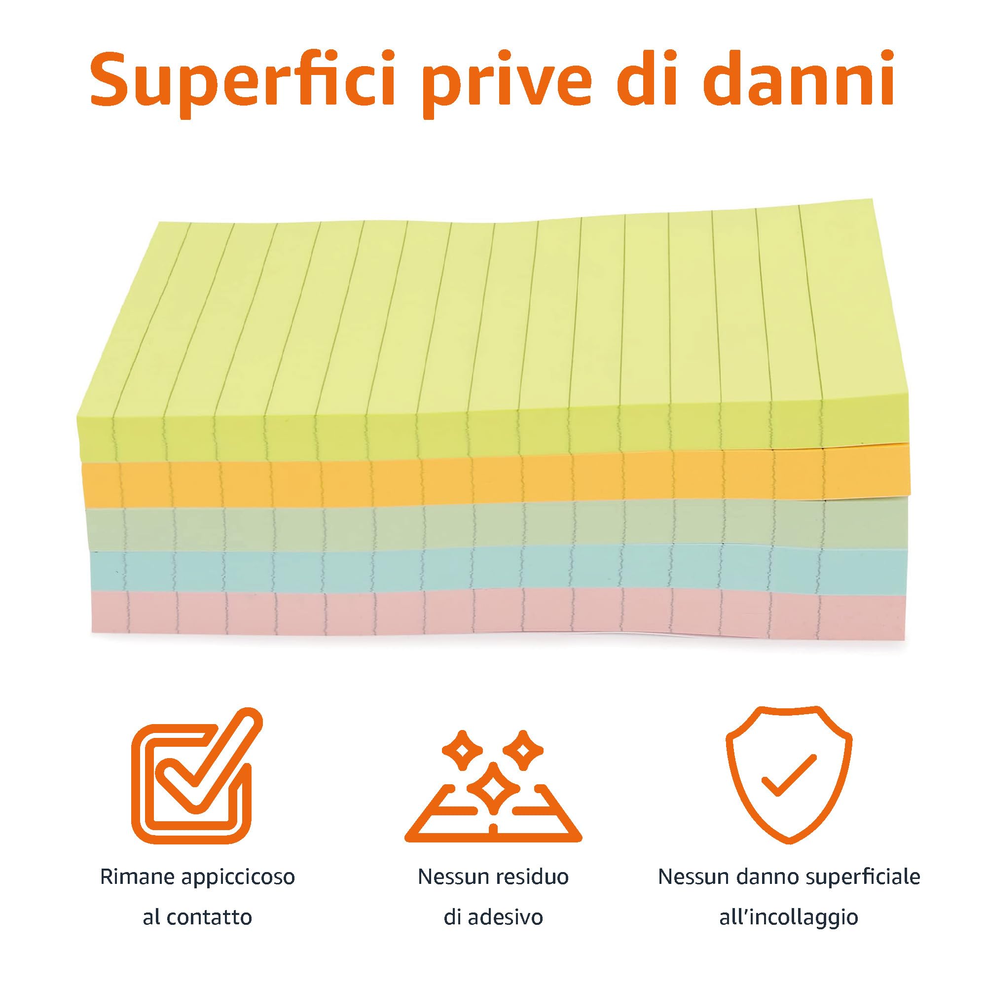AmazonBasics Foglietti Adesivi a Righe 10,16x15 cm 5 Blocchi