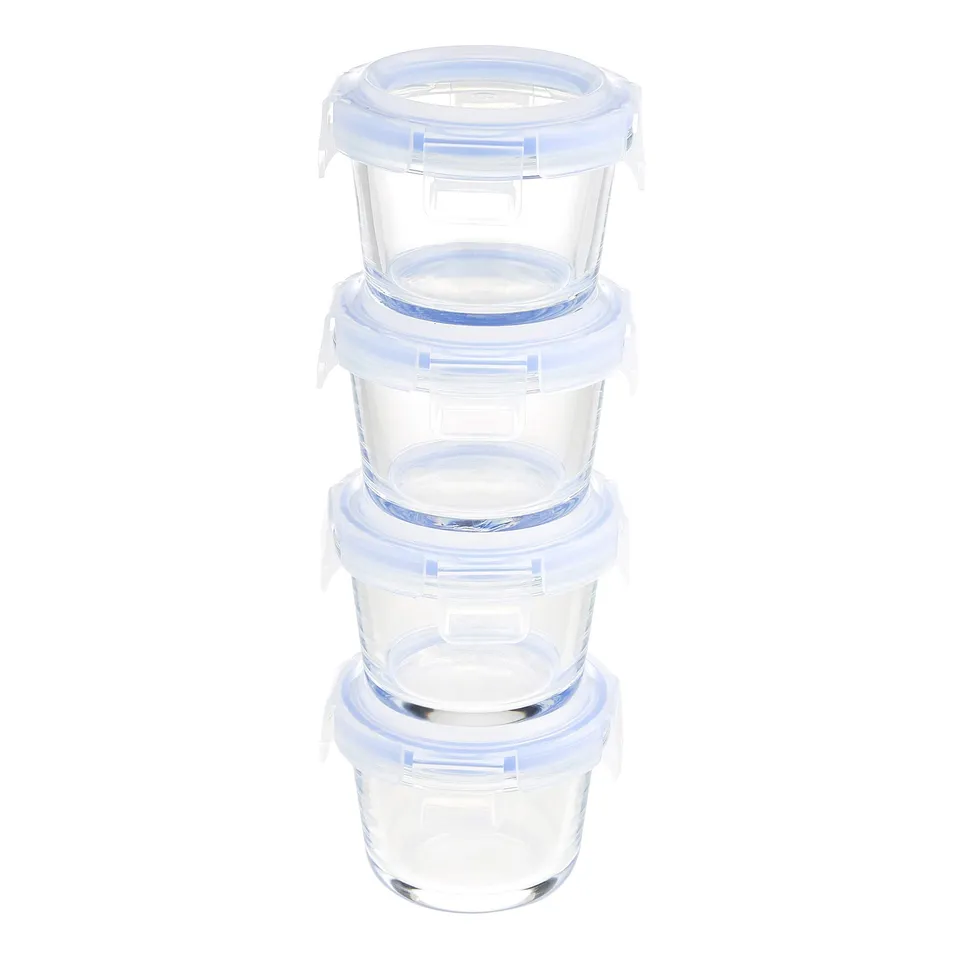 AmazonBasics ABL001 contenitori vetro 120 ml 4 pezzi borosilicato