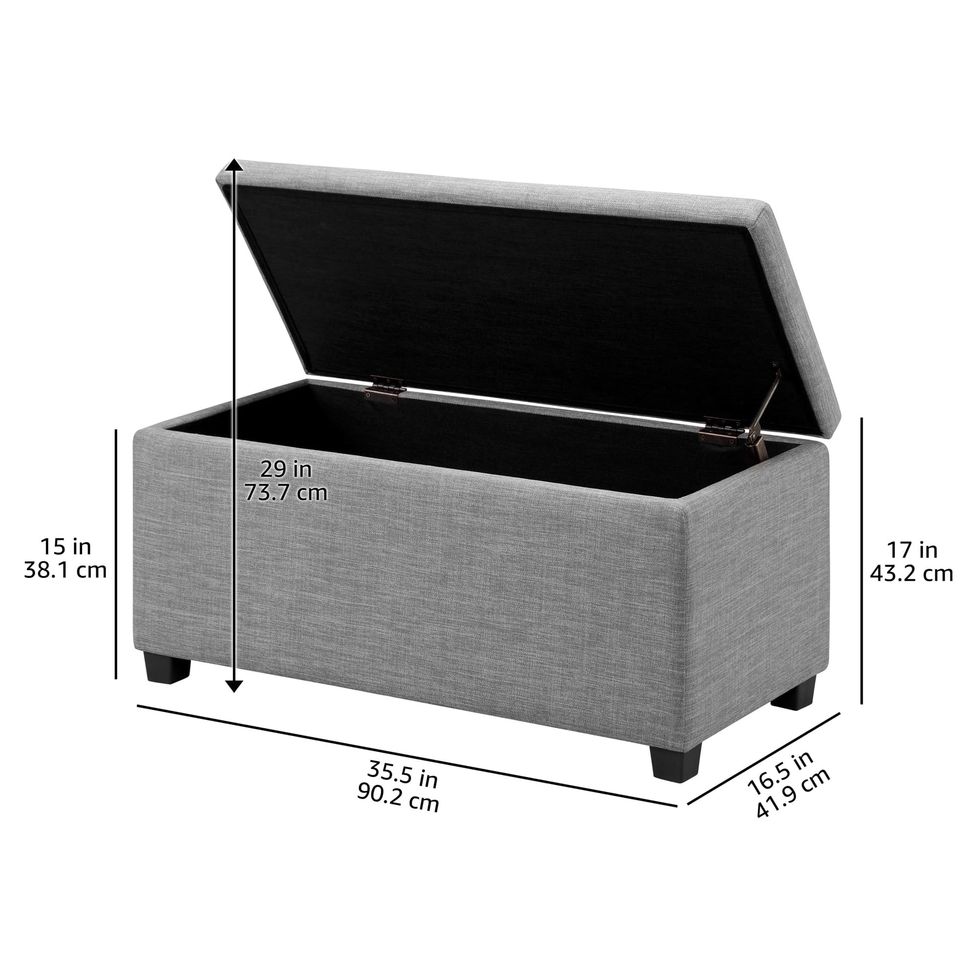 Amazon Basics Panca Contenitore Grigio Chiaro 91 cm in Tessuto