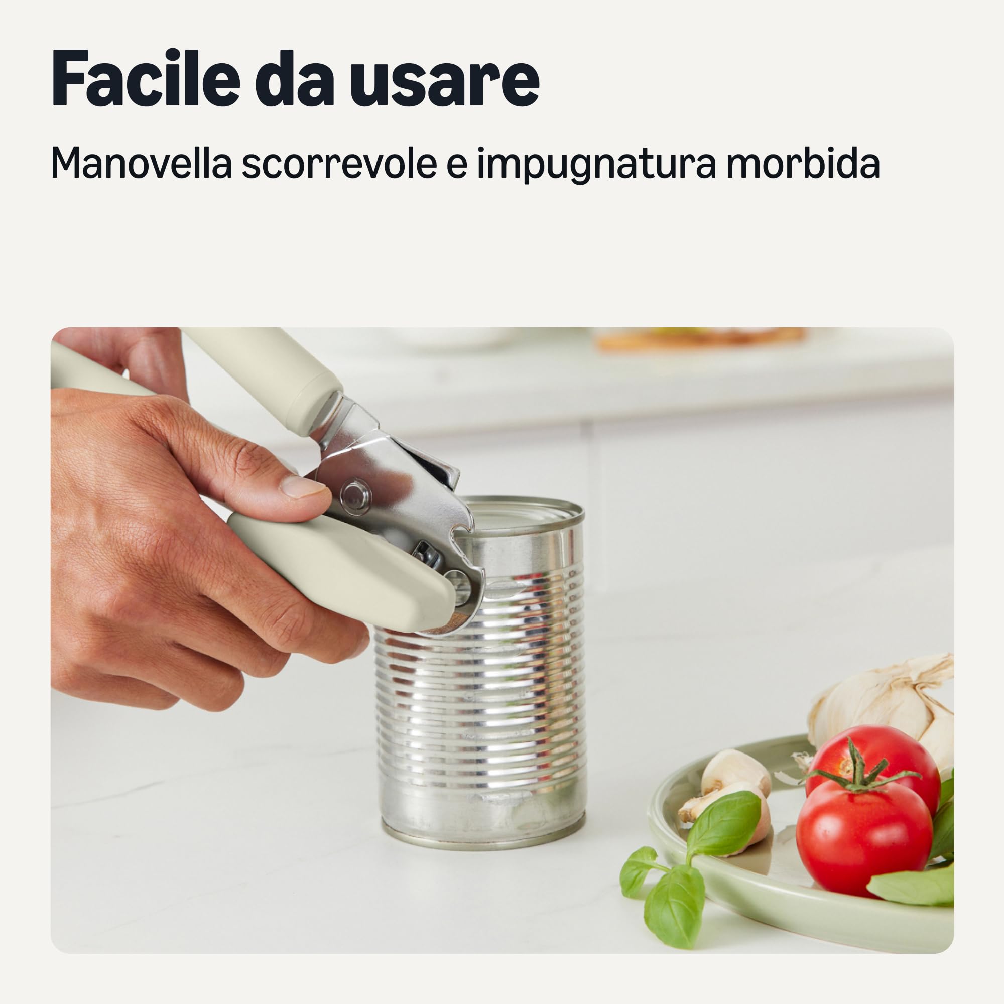AmazonBasics Apriscatole Manuale Acciaio Inox Grigio Lino