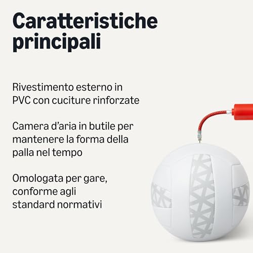 Amazon Basics Pallone Pallavolo Misura 5 con Pompa