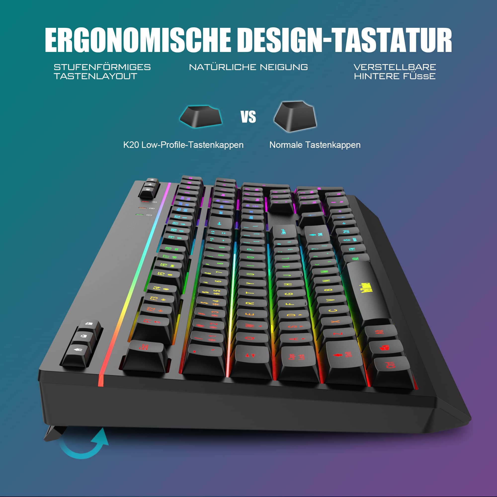 RedThunder K20 set tastiera e mouse wireless nero QWERTZ