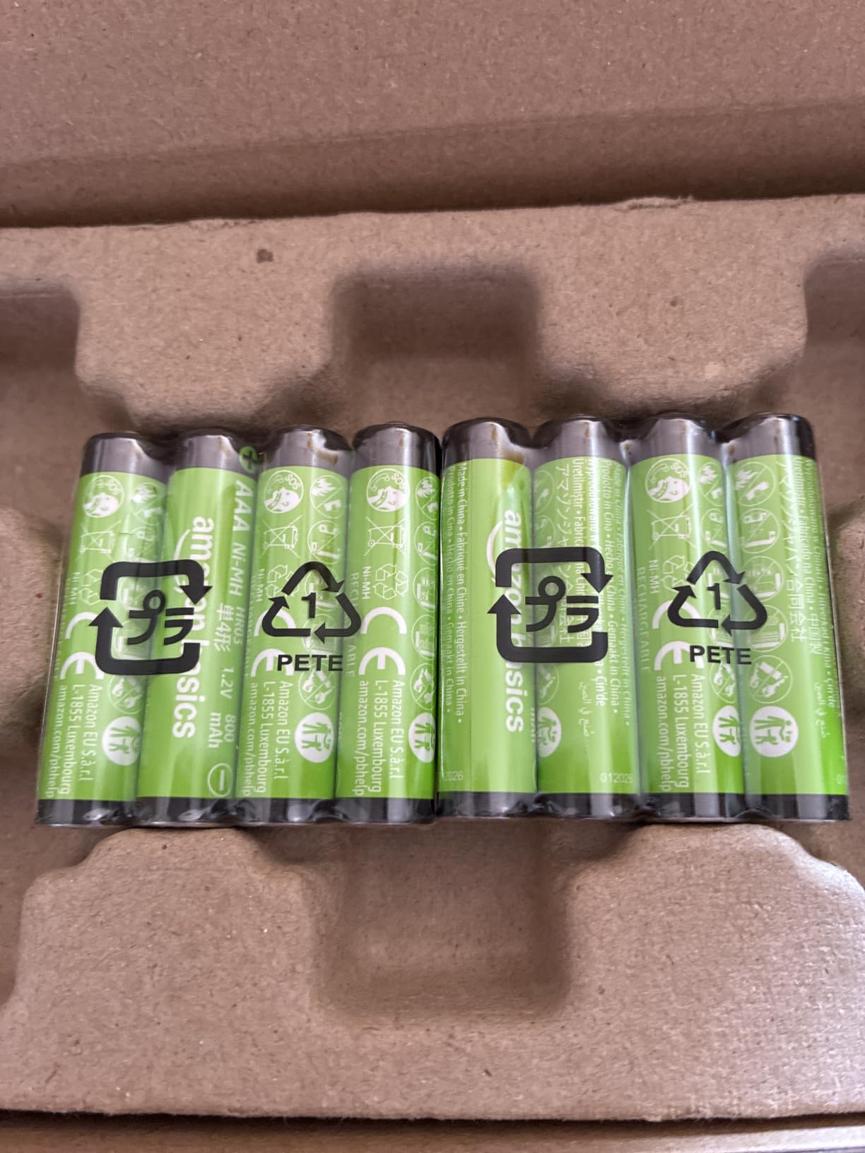 Amazon Basics Batterie AAA Ricaricabili 800mAh 12 Pezzi