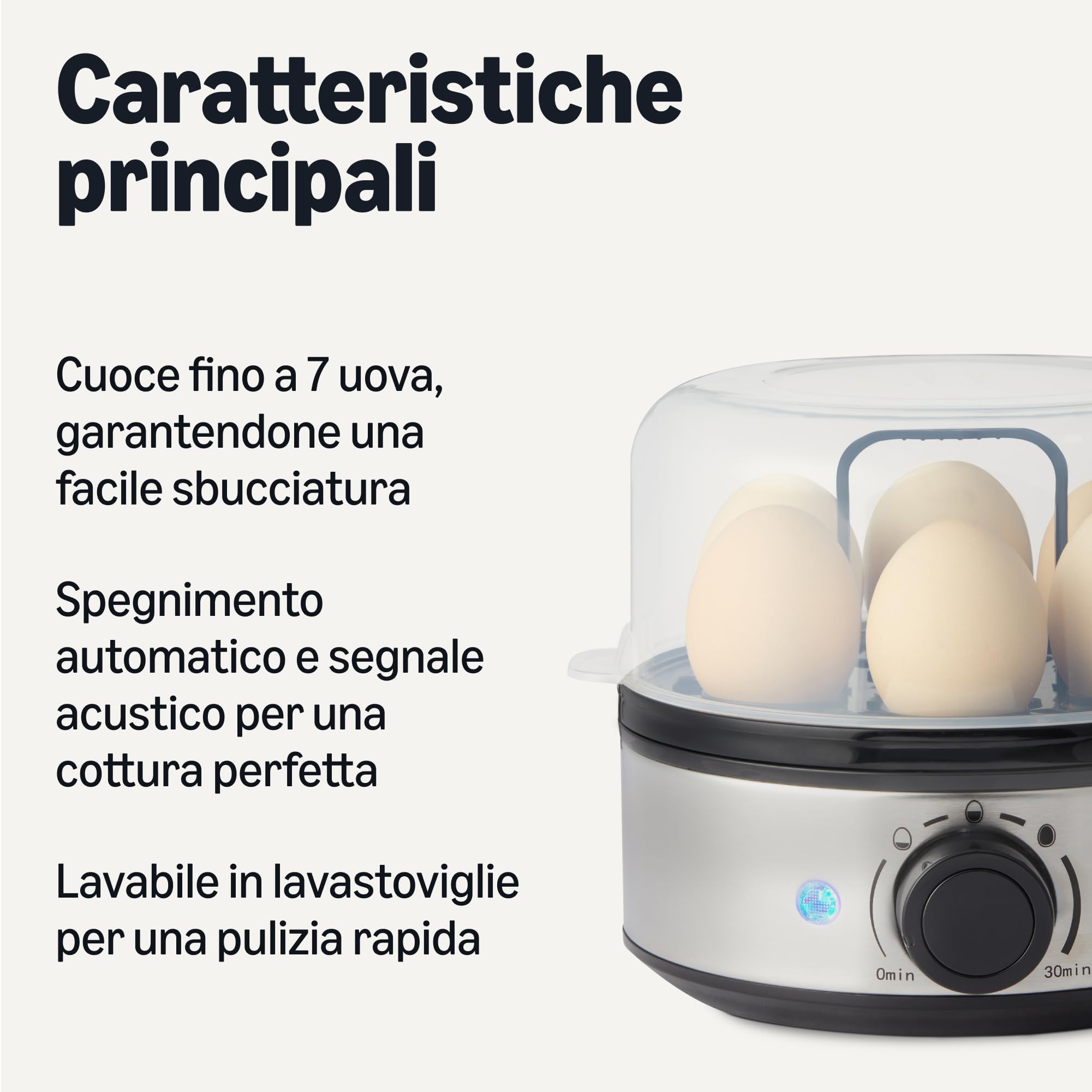 AmazonBasics Cuociuova Elettrico 7 Uova Nero senza BPA
