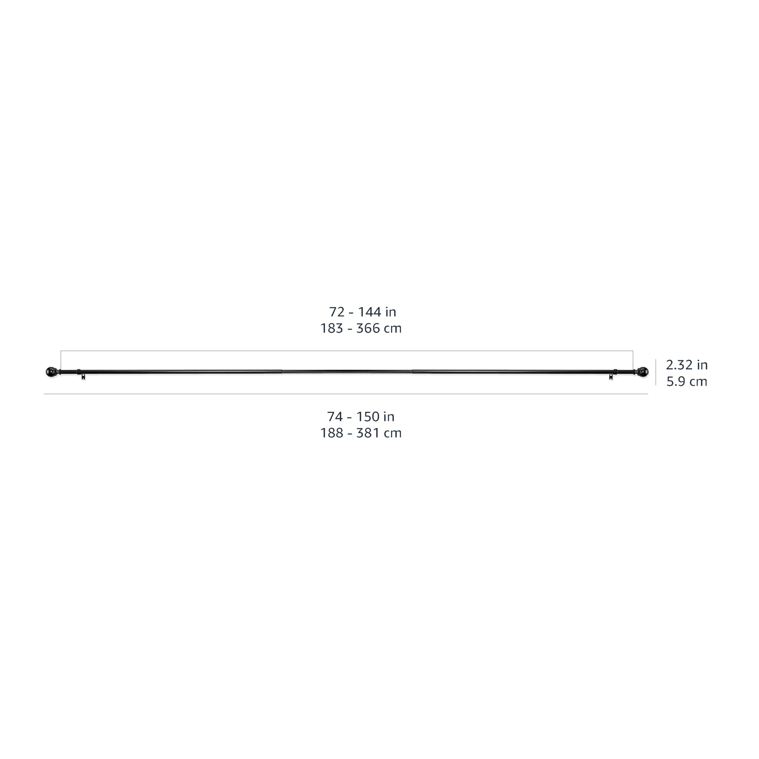 AmazonBasics Bastone Tenda 183-366 cm Nero Sfera 19 mm