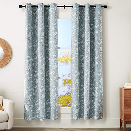 Amazon Basics SilkySoft 42x95 tenda oscurante blu floreale 2 pezzi