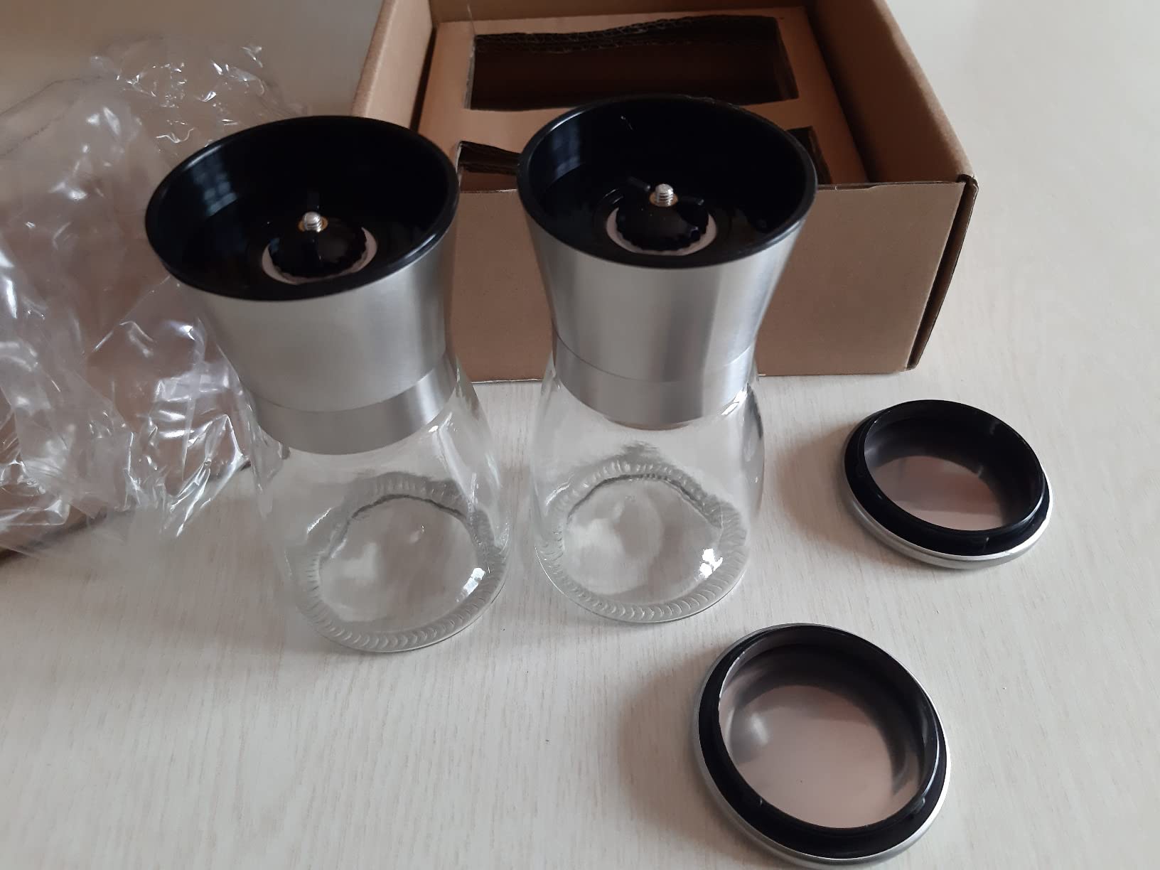 Amazon Basics Set 2 Macinasale e Macinapepe Vetro 155 g Ceramica