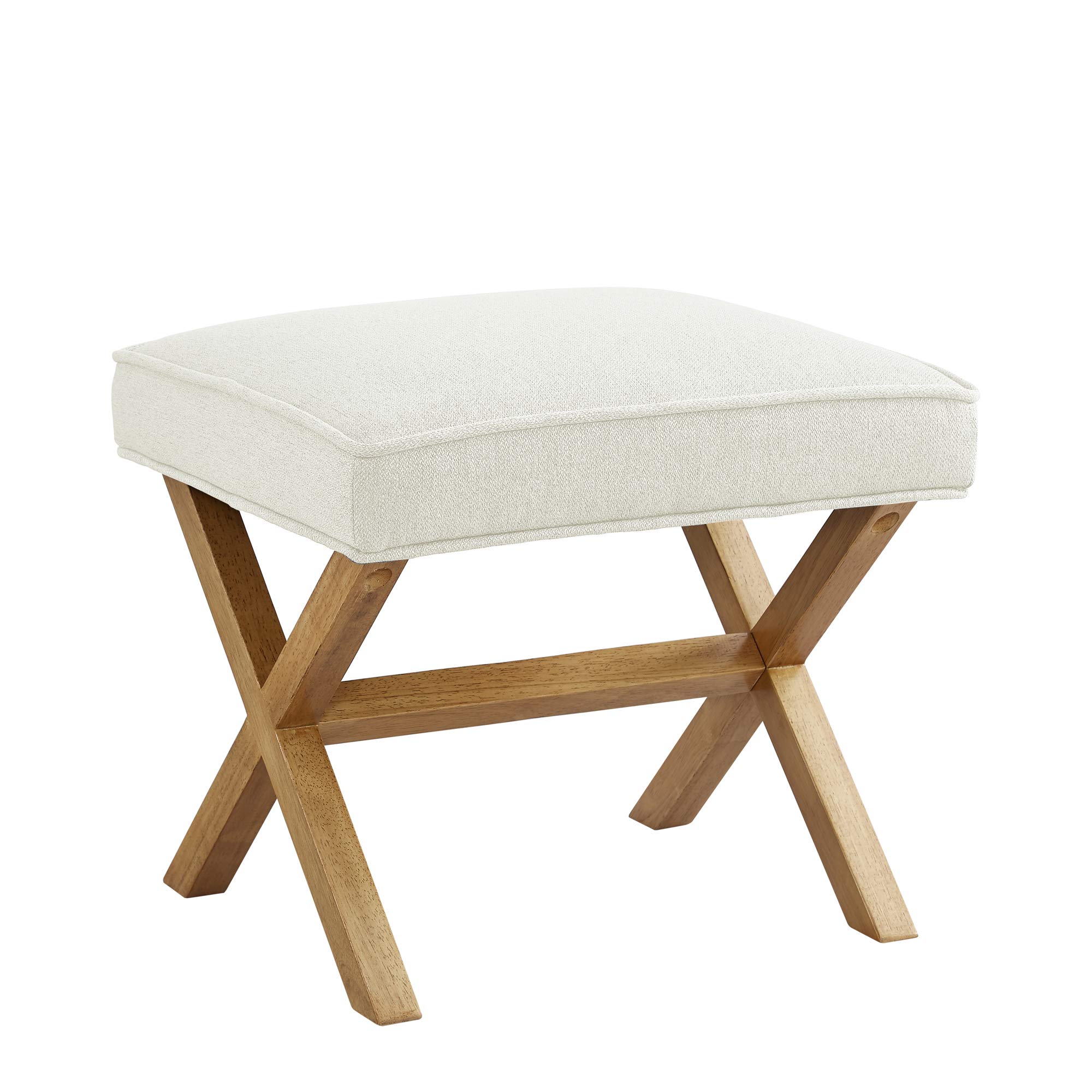 Amazon Basics Sgabello Imbottito Rotondo Beige Pouf Contenitore