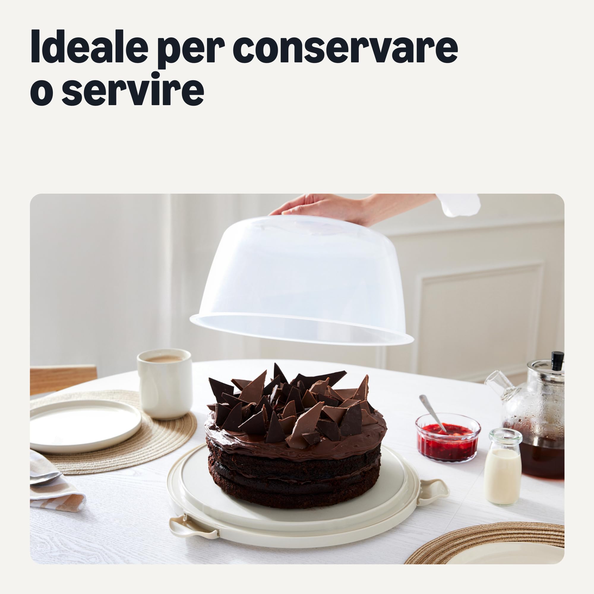 Amazon Basics Portatorta Rotondo 30 cm con Manico Senza BPA